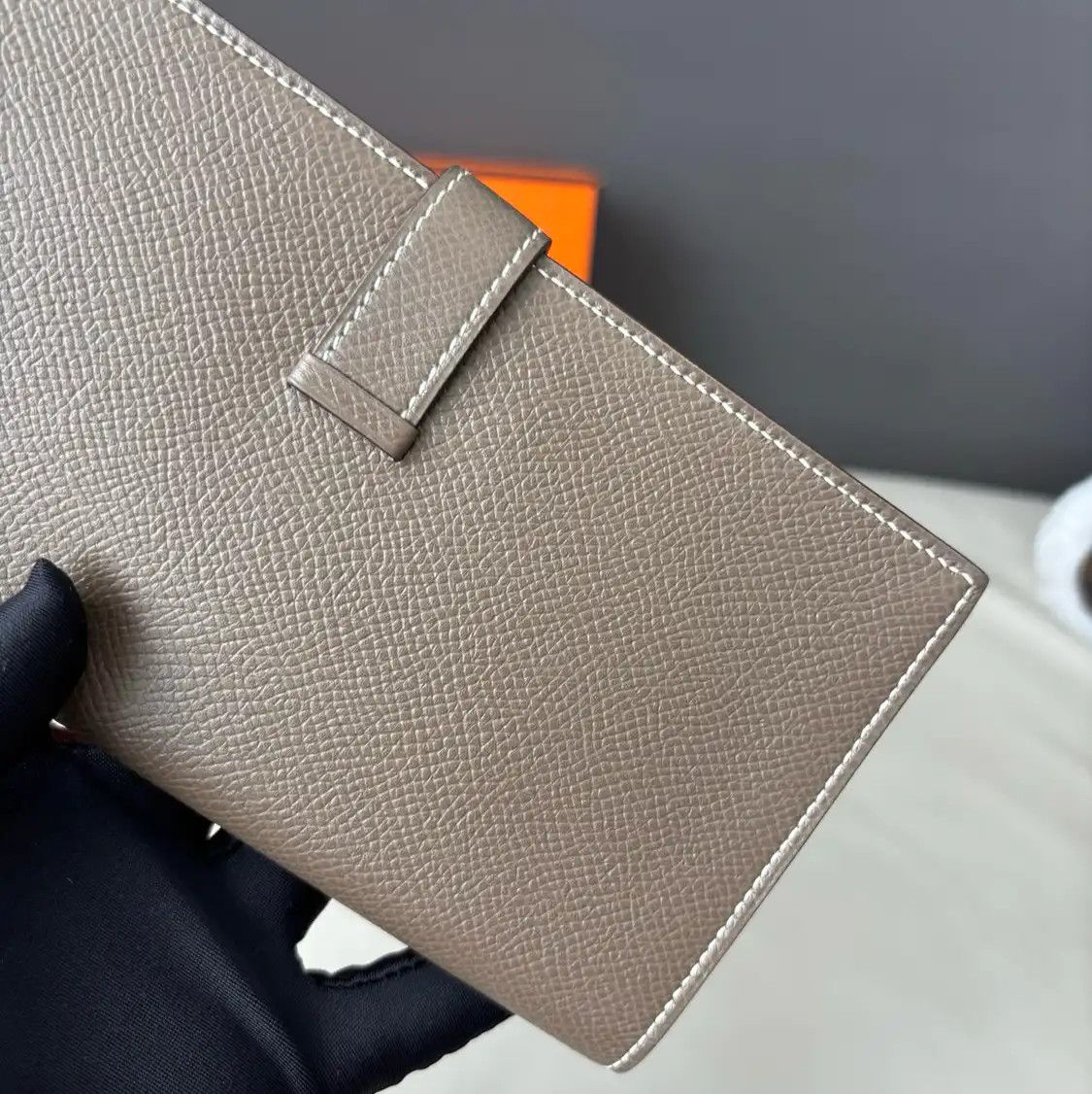 Hermes Hermes Bearn Medium Etoupe Epsom cowhide leather wallet silver hardware C Size ONE SIZE - 6 Thumbnail