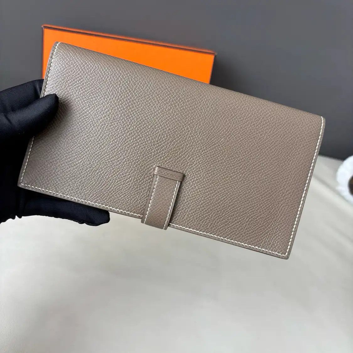 Hermes Hermes Bearn Medium Etoupe Epsom cowhide leather wallet silver hardware C Size ONE SIZE - 5 Thumbnail