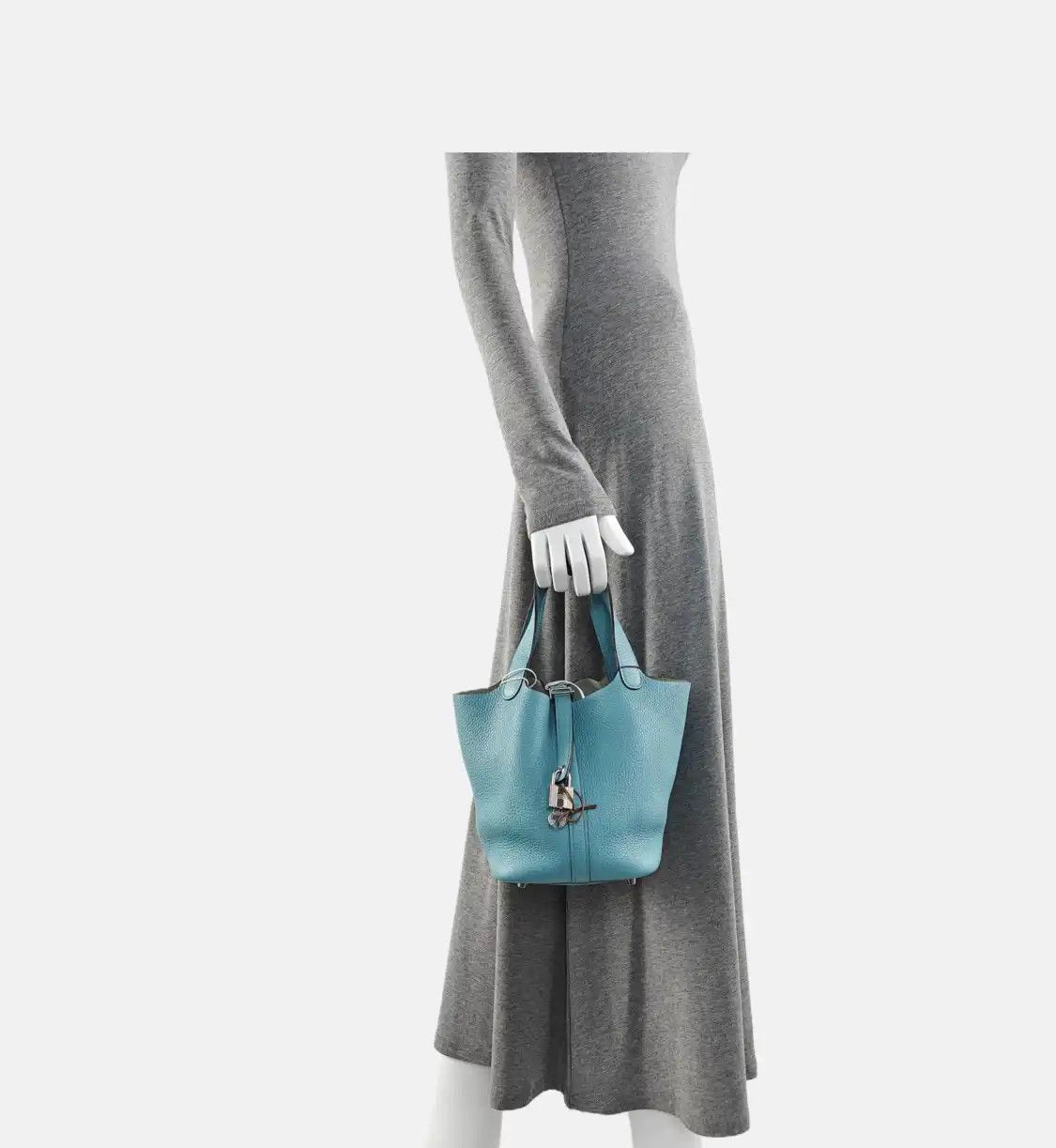 Hermes Hermes Picotin Lock 18 Bleu Macaron Clemence cowhide leather picotin handbag sil Size ONE SIZE - 2 Thumbnail