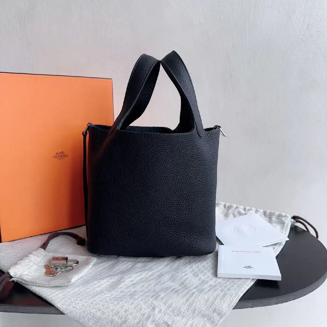 Hermes Hermes Picotin Lock 18 black woolen Clemence cowhide leather handbag silver hard Size ONE SIZE - 3 Thumbnail
