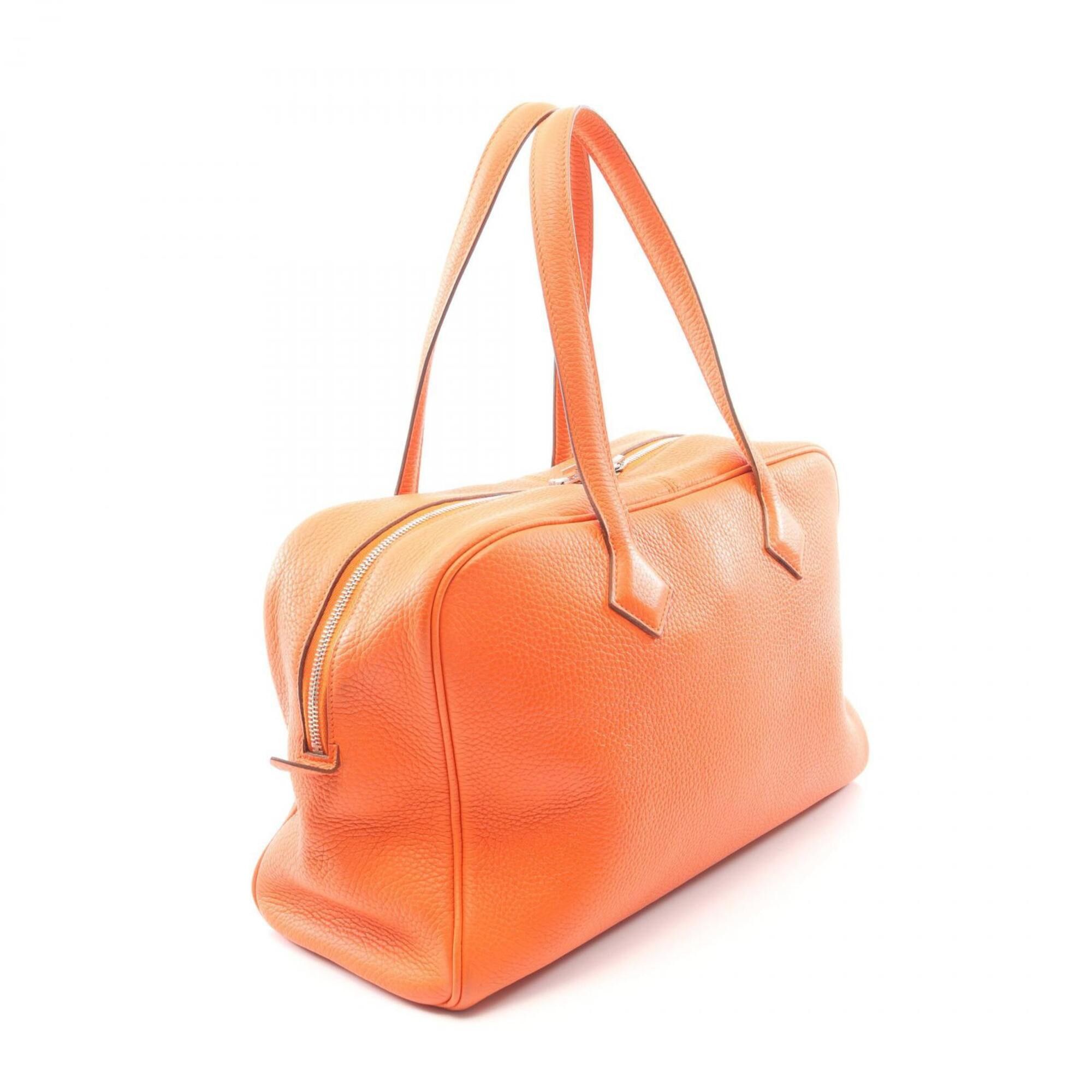 Hermes Hermes Victoria 35 Handbag, Leather, Taurillon Clemence Women's, Orange Size ONE SIZE - 2 Thumbnail