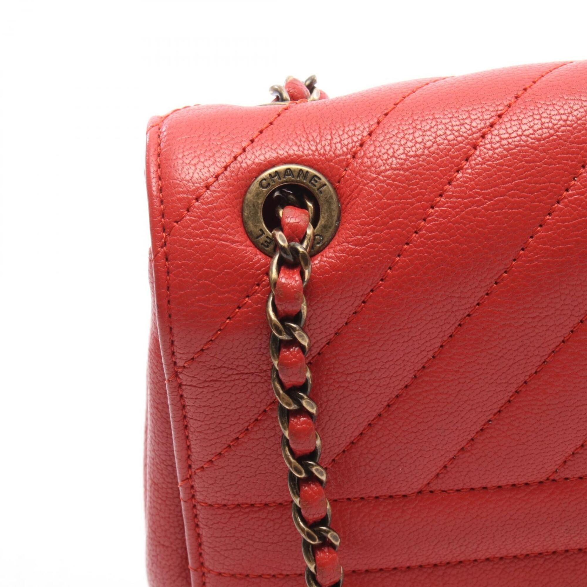 Chanel Chanel Mademoiselle Shoulder Bag/Handbag, Leather, Women's, Red Size ONE SIZE - 12 Thumbnail