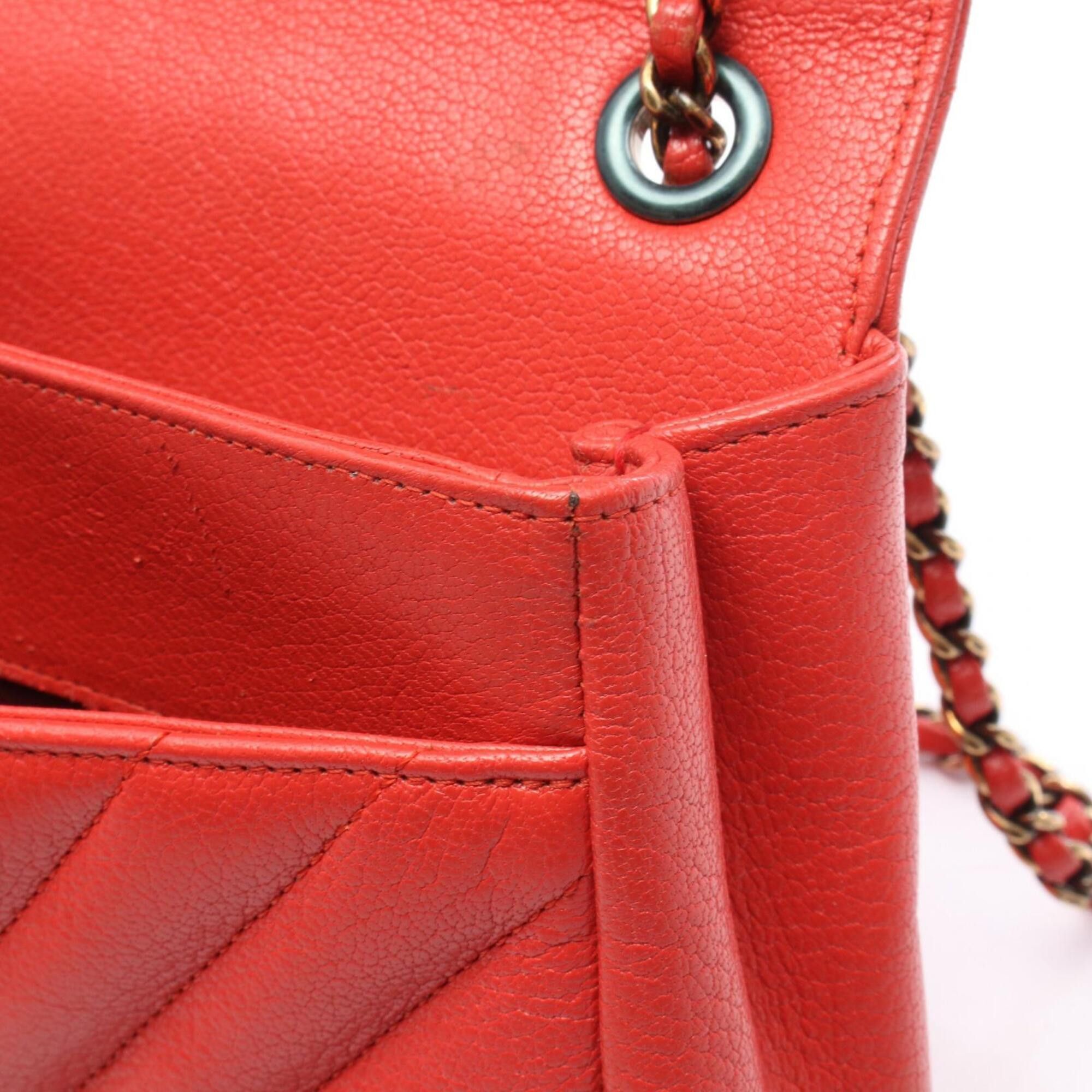 Chanel Chanel Mademoiselle Shoulder Bag/Handbag, Leather, Women's, Red Size ONE SIZE - 9 Thumbnail