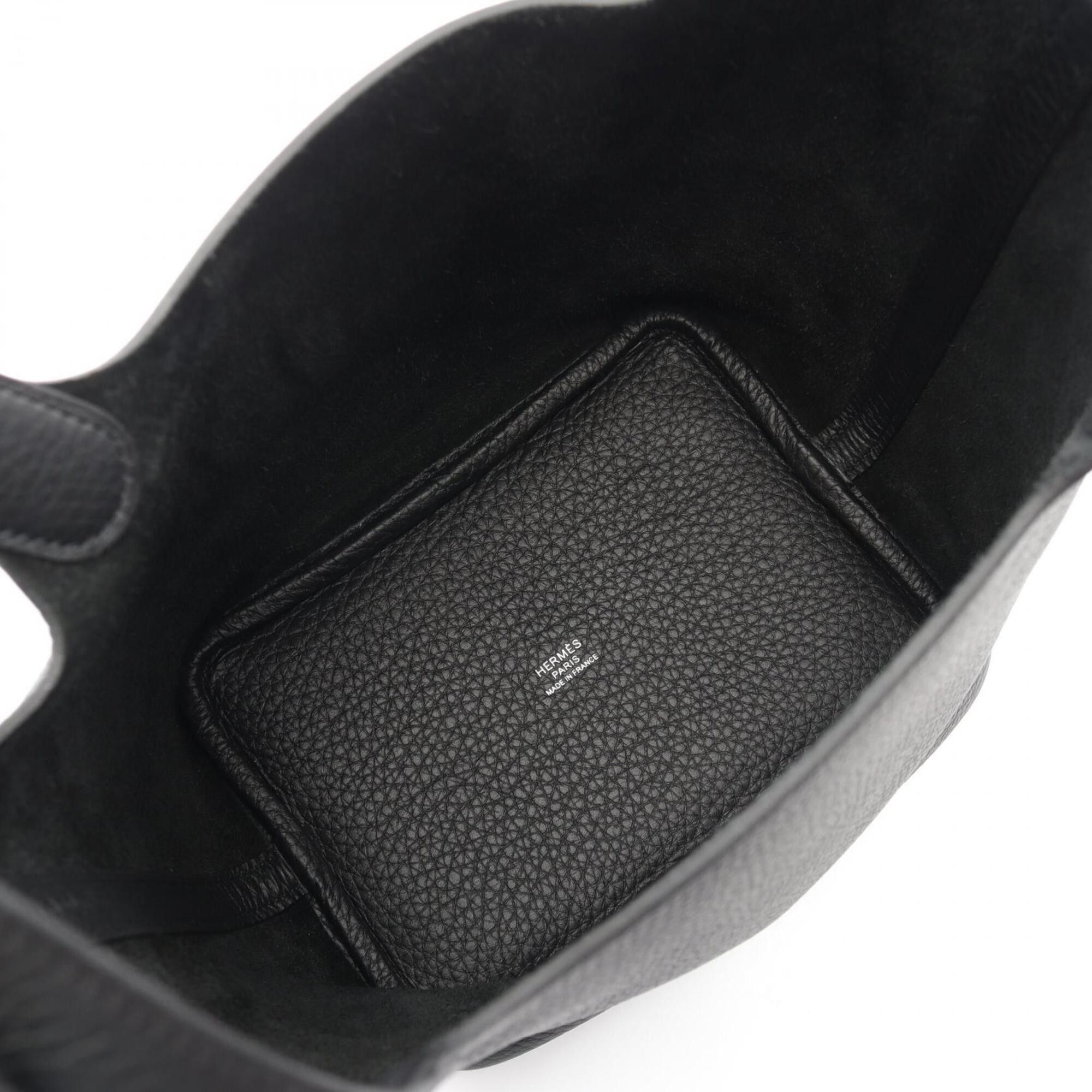 Hermes Hermes Picotin Lock PM Handbag, Leather, Taurillon Clemence Women's, Black, 056289CK Size ONE SIZE - 3 Thumbnail