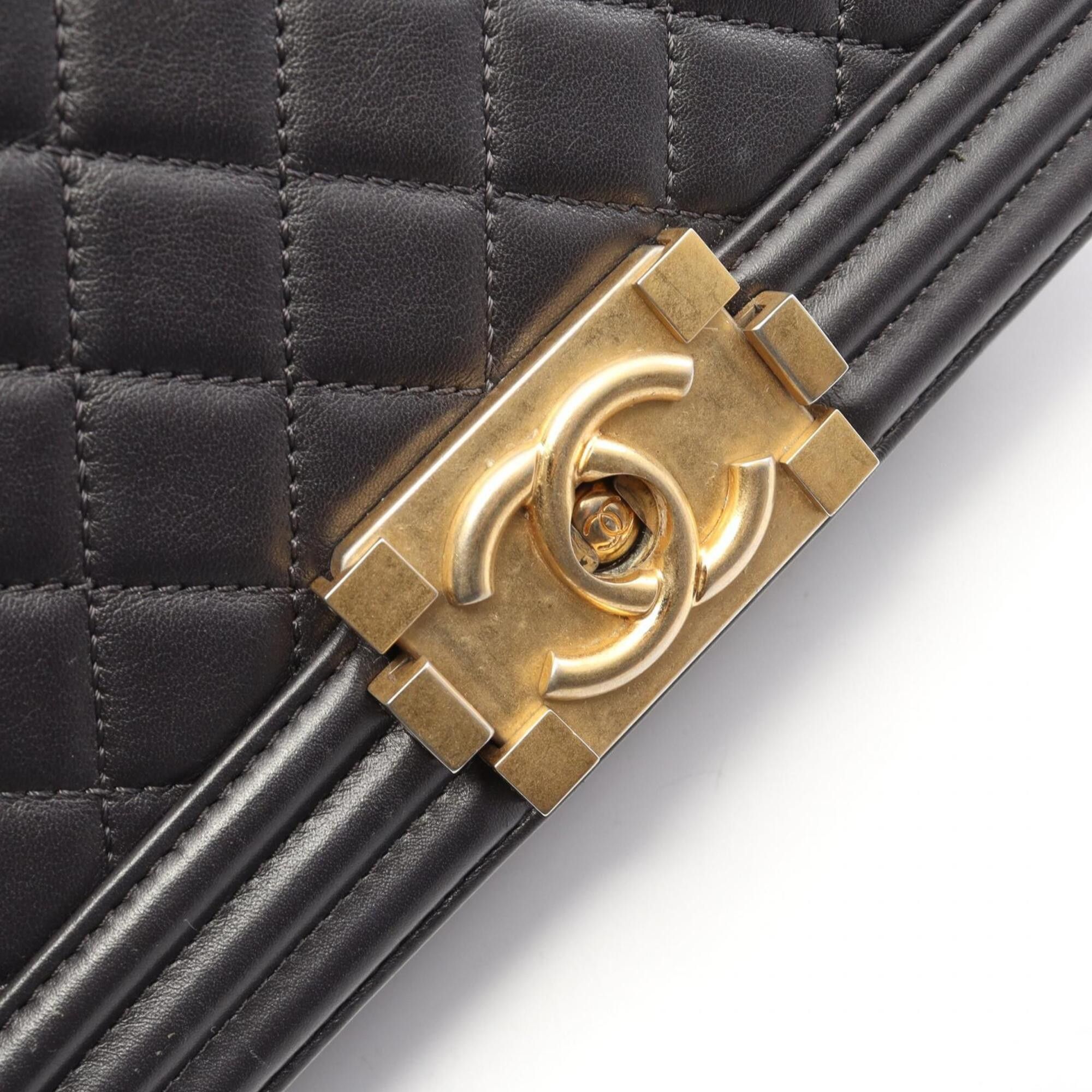 Chanel Chanel Boy Shoulder Bag/Handbag, Lambskin Leather, Women's, Gray, A67086 Size ONE SIZE - 11 Thumbnail