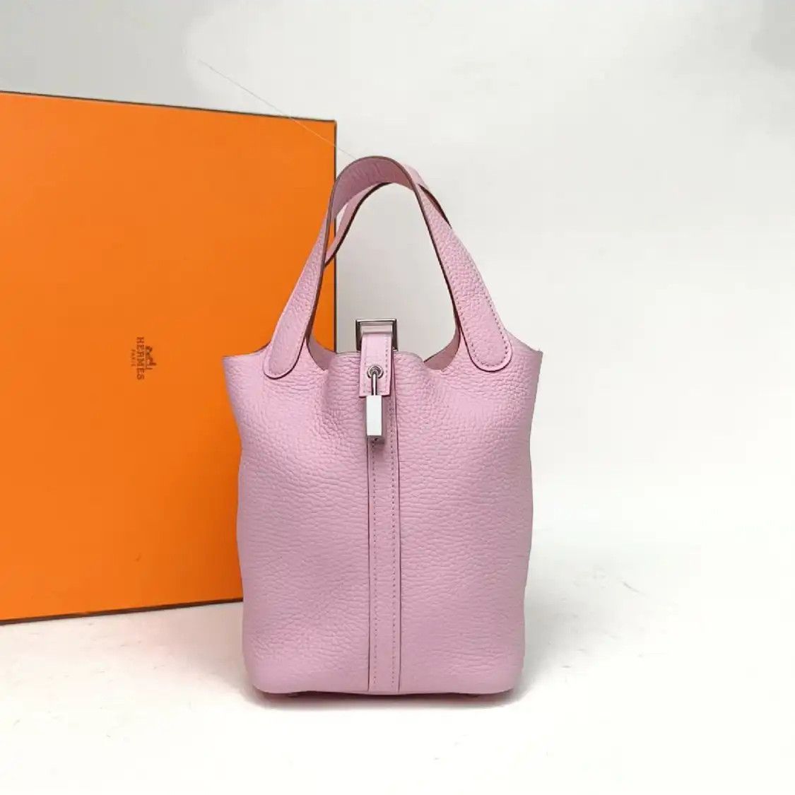 Hermes Hermes Picotin Lock 18 Mauve Sylvestre Clemence cowhide leather handbag silver h Size ONE SIZE - 8 Thumbnail