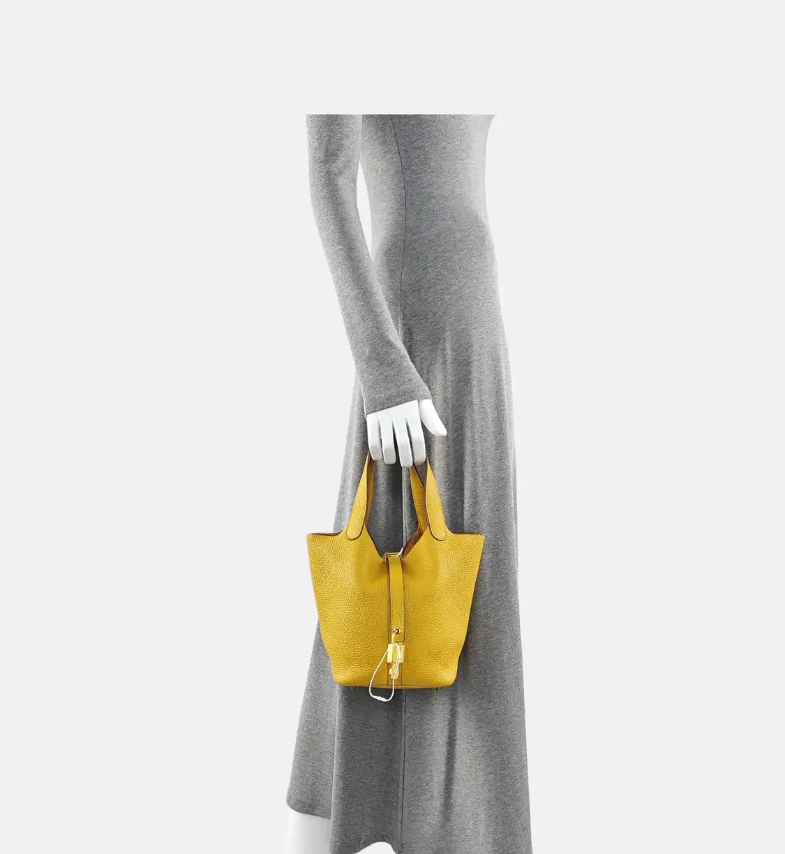 Hermes Hermes Picotin Lock Ambre Clemence cowhide leather handbag gold hardware D Size ONE SIZE - 2 Thumbnail