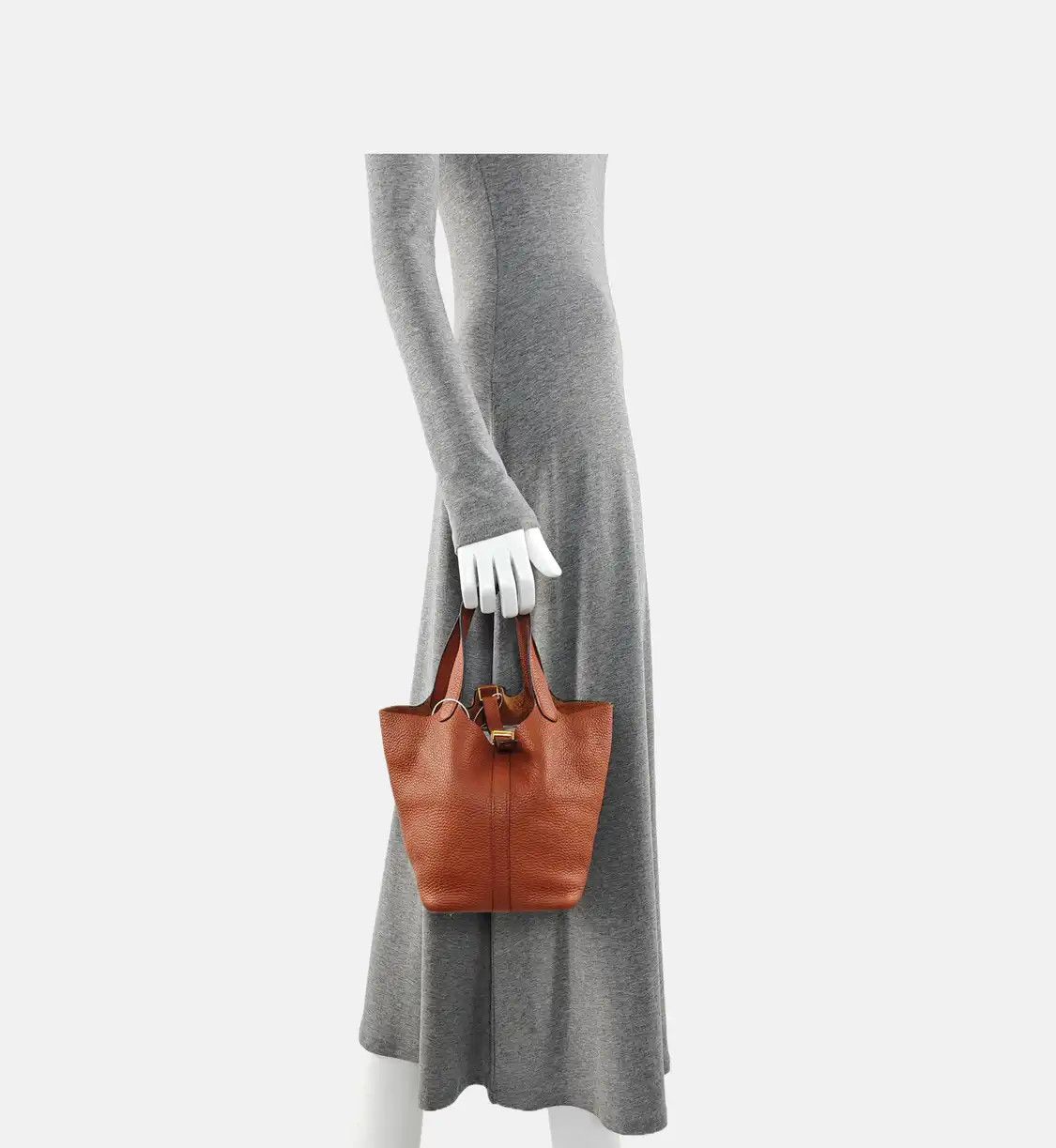 Hermes Hermes Picotin Lock 18 brick red Clemence cowhide leather picotin handbag gold h Size ONE SIZE - 2 Thumbnail