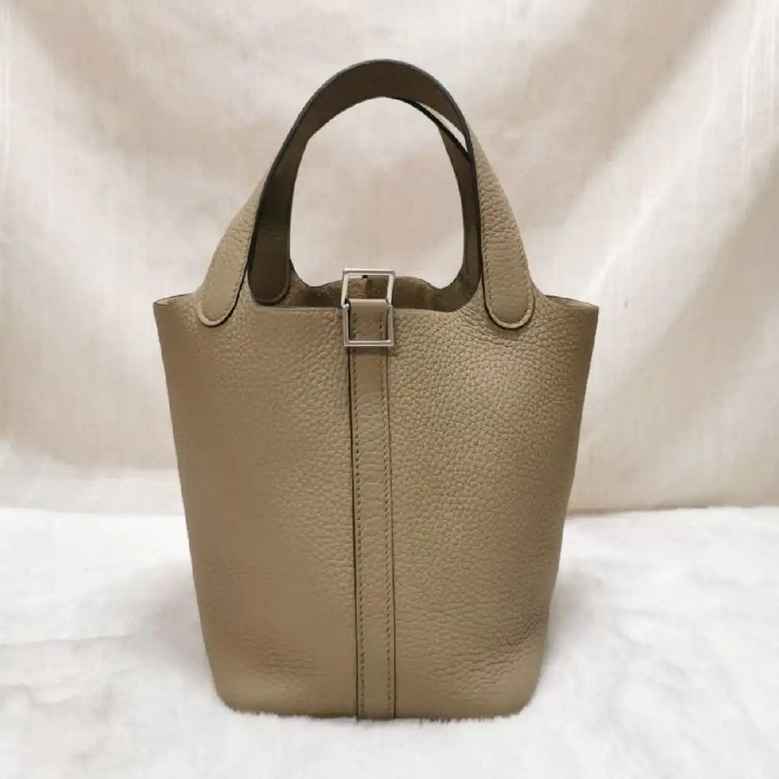 Hermes Hermes Picotin Lock 18 Etoupe Clemence cowhide leather picotin handbag silver ha Size ONE SIZE - 3 Thumbnail