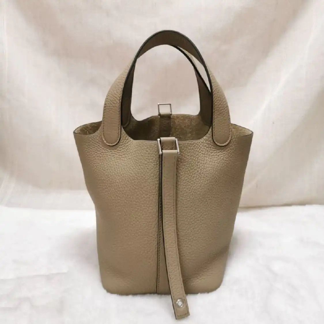 Hermes Hermes Picotin Lock 18 Etoupe Clemence cowhide leather picotin handbag silver ha Size ONE SIZE - 2 Thumbnail