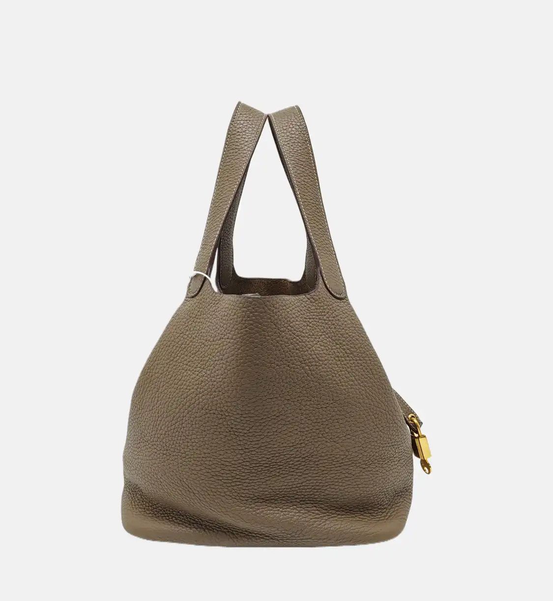 Hermes Hermes Picotin Lock 22 Etoupe Clemence cowhide leather picotin handbag gold hard Size ONE SIZE - 4 Thumbnail