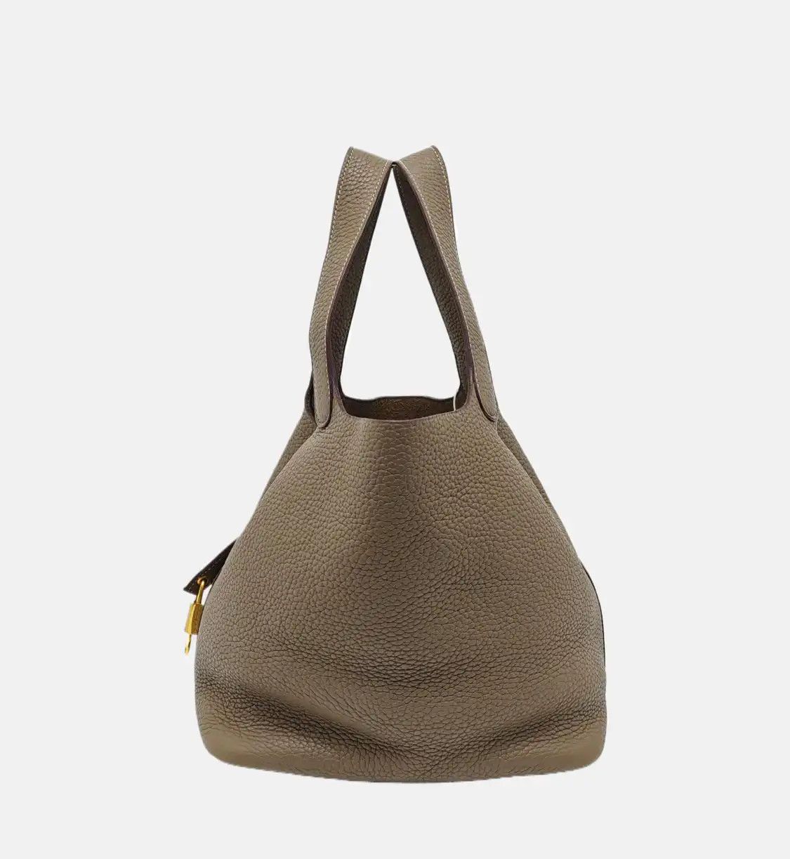 Hermes Hermes Picotin Lock 22 Etoupe Clemence cowhide leather picotin handbag gold hard Size ONE SIZE - 3 Thumbnail