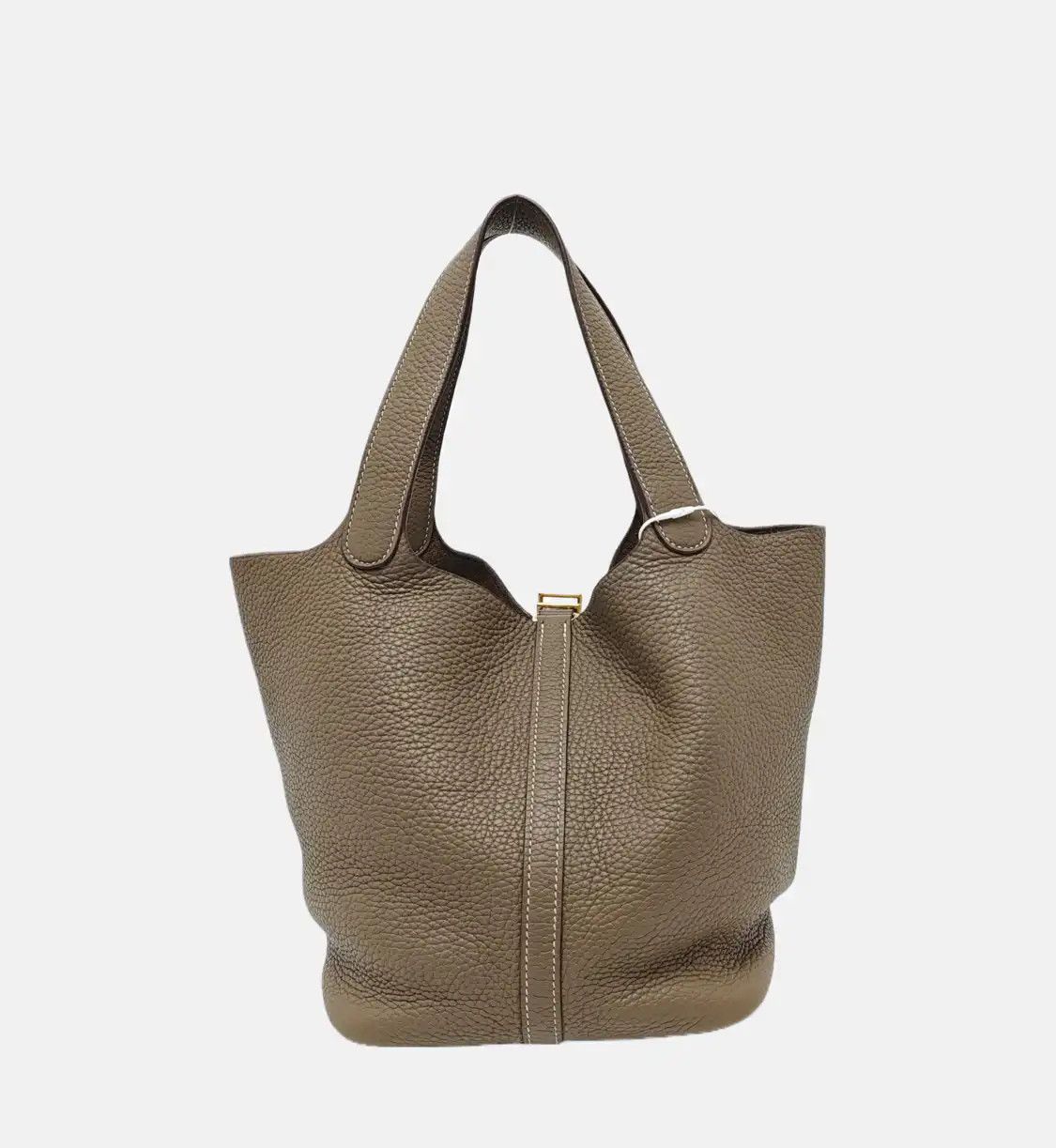 Hermes Hermes Picotin Lock 22 Etoupe Clemence cowhide leather picotin handbag gold hard Size ONE SIZE - 5 Thumbnail
