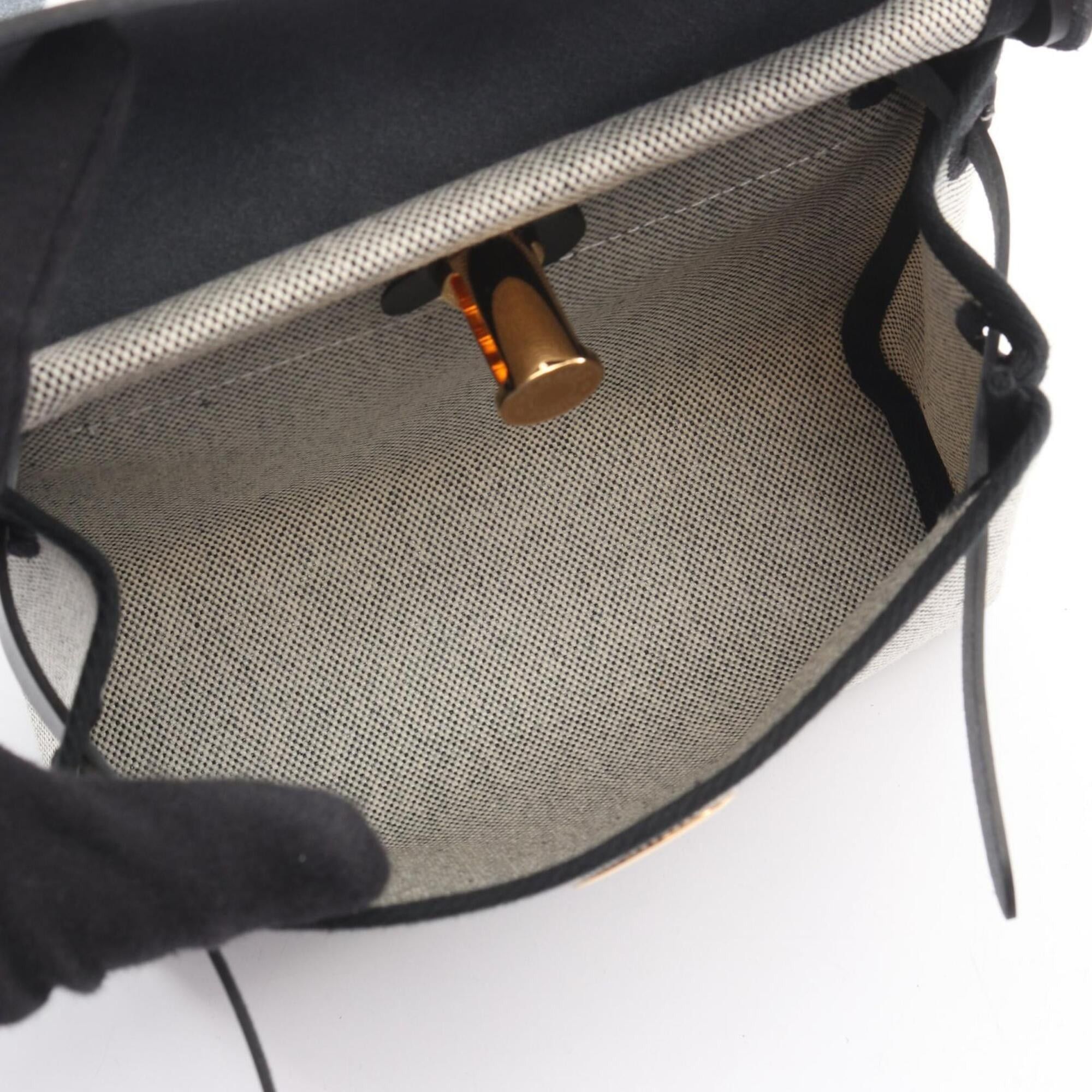 Hermes Hermes Herbag Zip Mini Shoulder Bag Handbag Canvas Leather Toile H Vache Hunter Women's Gray/Black Size ONE SIZE - 3 Thumbnail