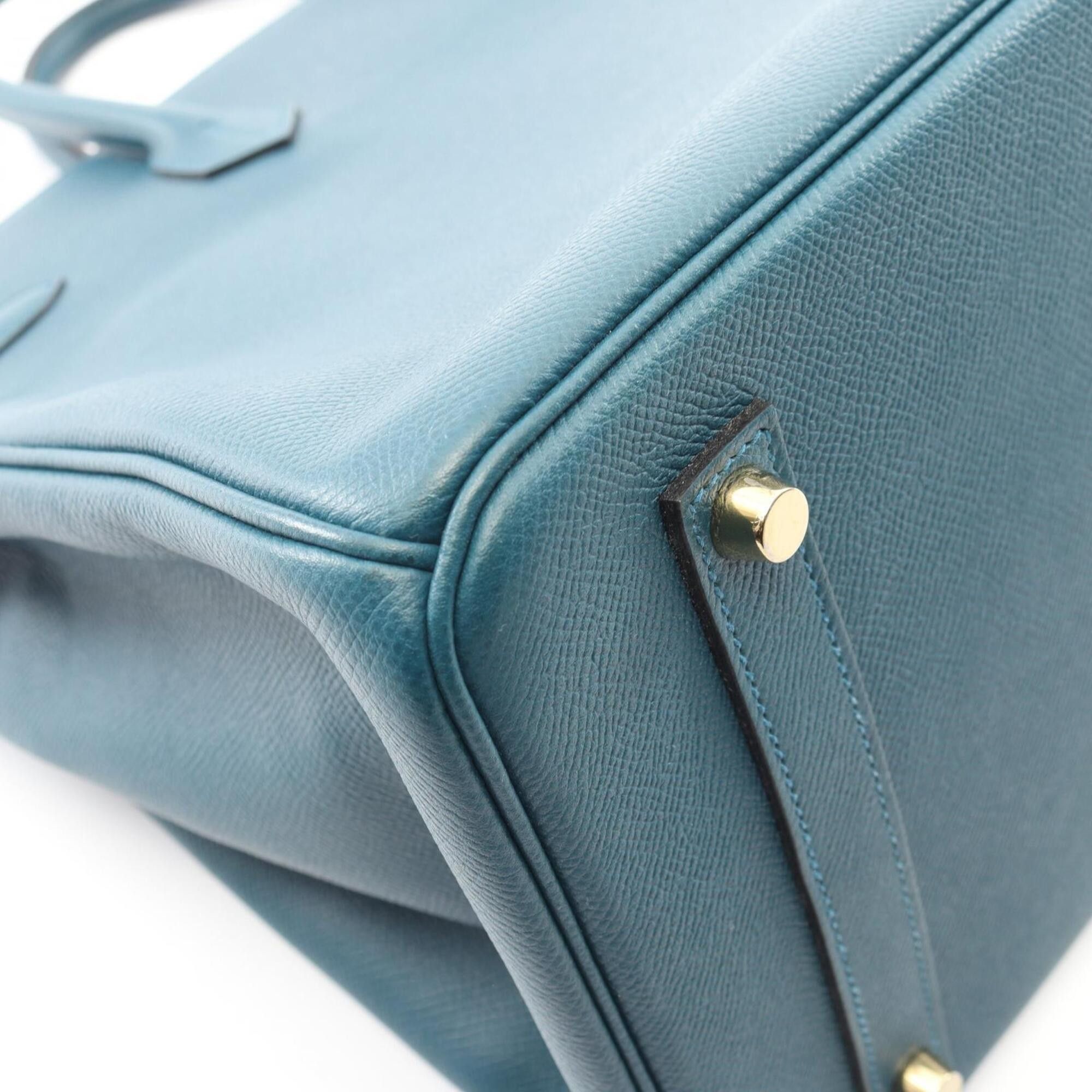 Hermes Hermes Birkin 35 Handbag, Leather, Veau Epsom, Women's, Green Size ONE SIZE - 10 Thumbnail