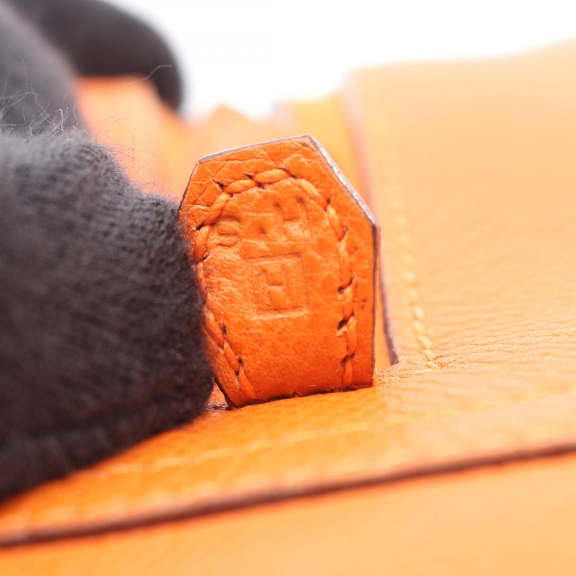 Hermes Hermes Mini Plume 20 Handbag, Leather, Calfskin (Cowhide), Veau Epsom, Women's, Orange Size ONE SIZE - 5 Thumbnail
