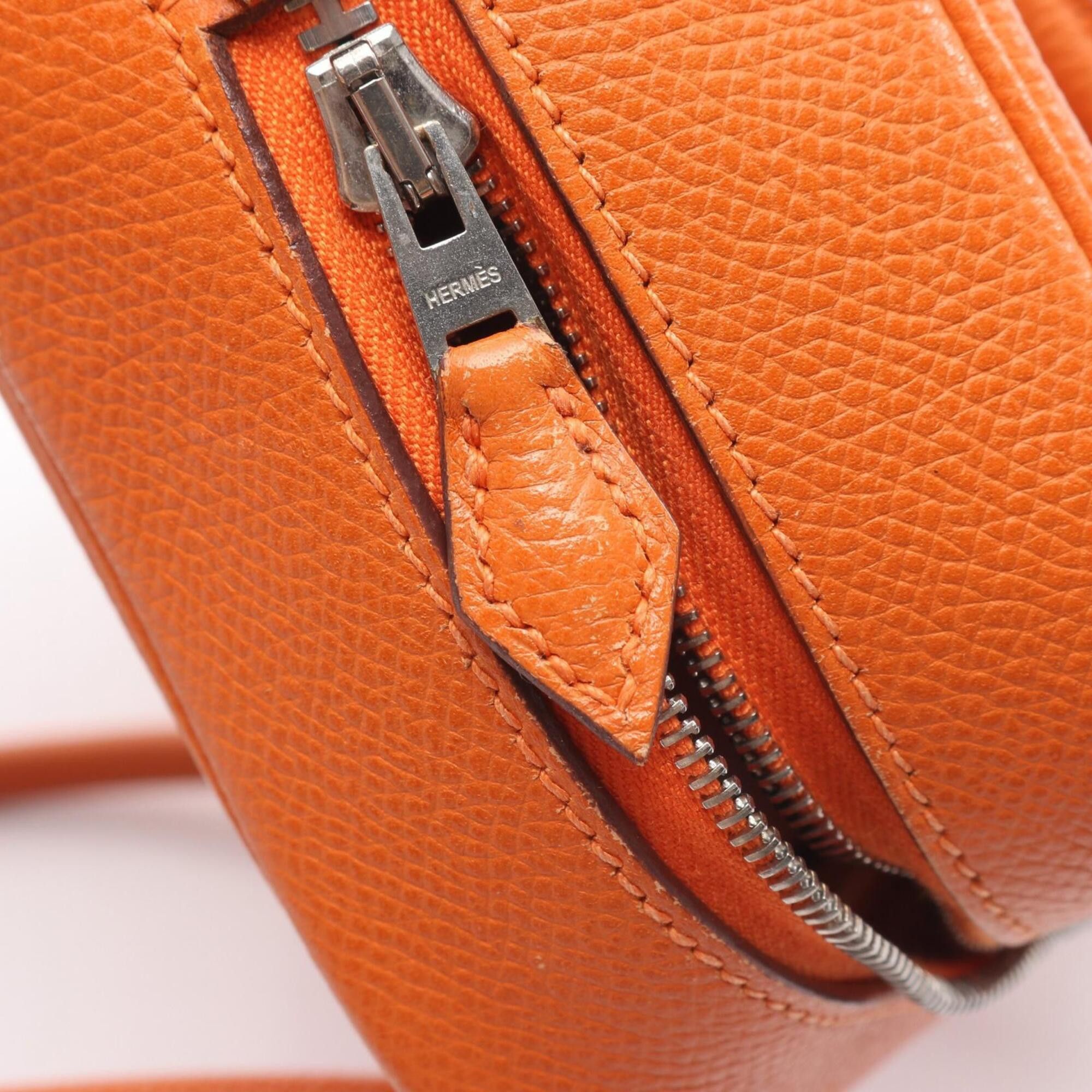Hermes Hermes Mini Plume 20 Handbag, Leather, Calfskin (Cowhide), Veau Epsom, Women's, Orange Size ONE SIZE - 8 Thumbnail