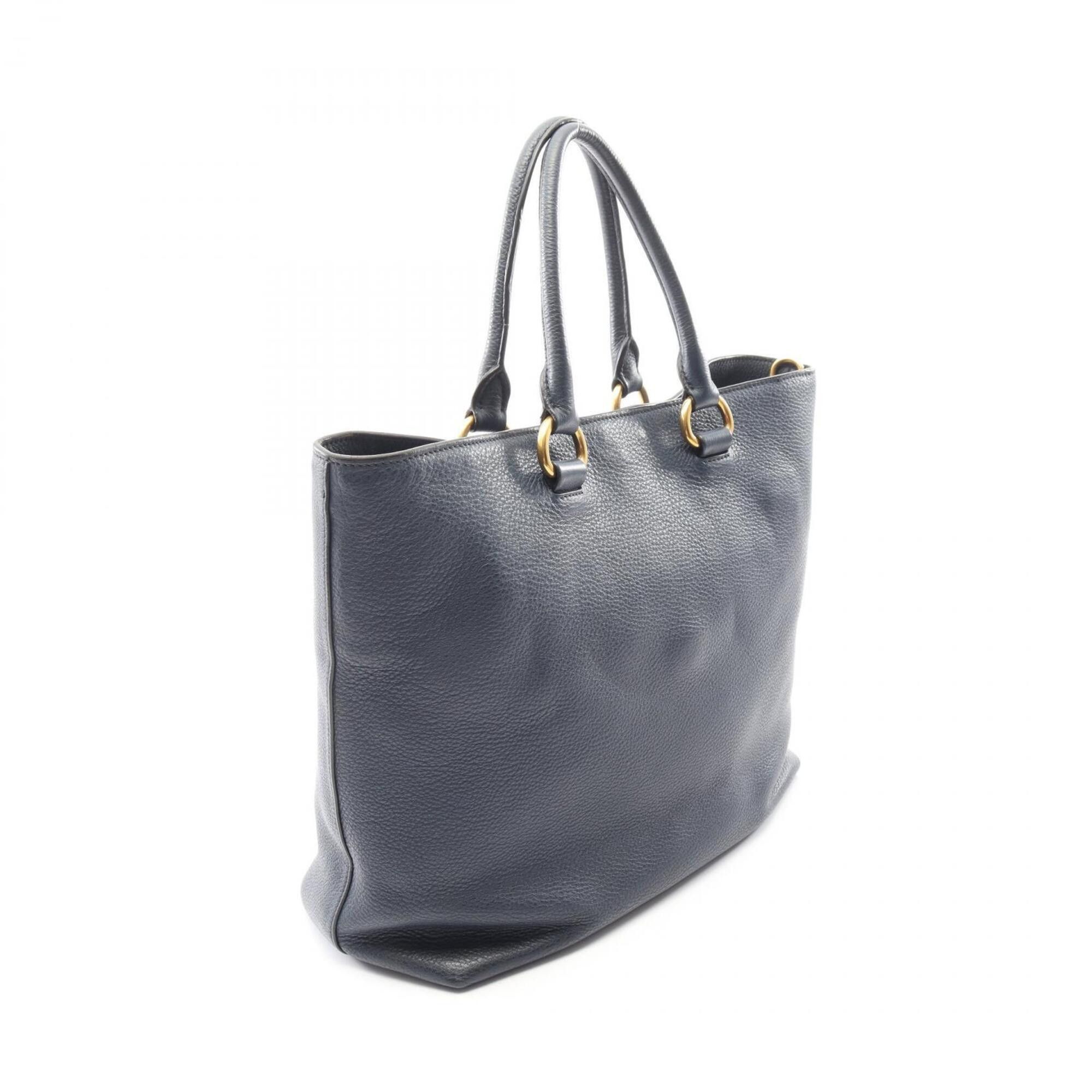 Prada Prada VITELLO PHENIX 2-Way Tote Bag/Handbag, Leather, Women's, Navy, 1BG865 Size ONE SIZE - 2 Thumbnail