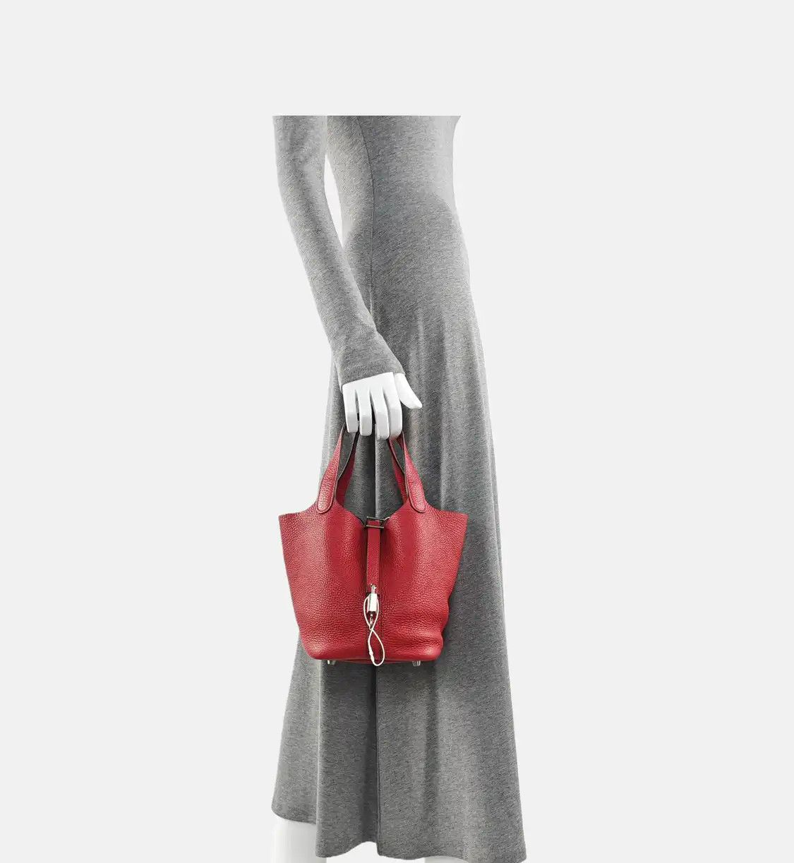 Hermes Hermes Picotin Lock 18 Rouge Clemence cowhide leather picotin handbag silver har Size ONE SIZE - 2 Thumbnail