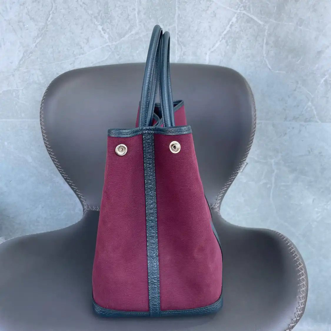 Hermes Hermes Garden Party 36 grape canvas Garden Party shoulder bag silver hardware Size ONE SIZE - 5 Thumbnail