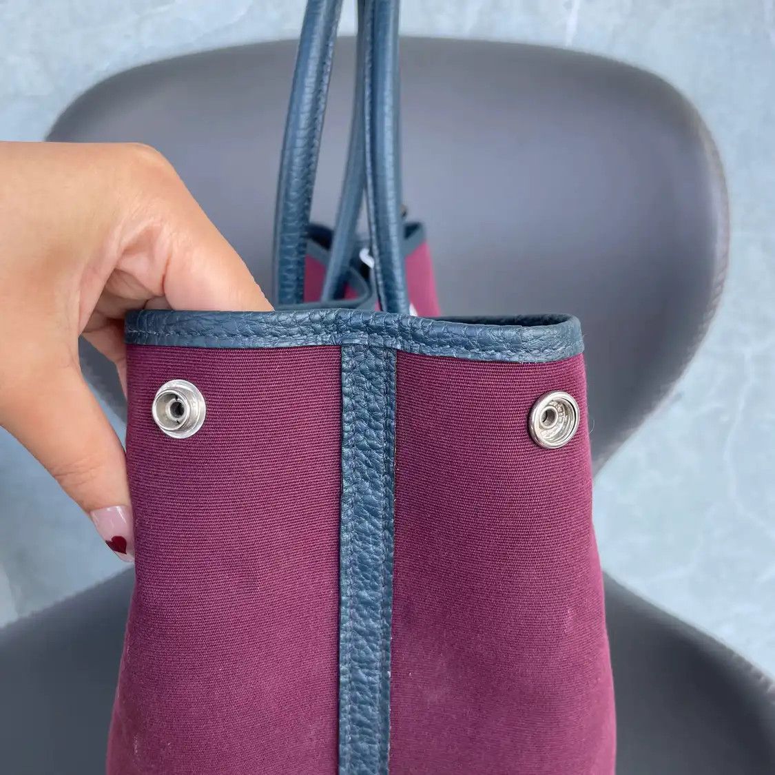 Hermes Hermes Garden Party 36 grape canvas Garden Party shoulder bag silver hardware Size ONE SIZE - 14 Thumbnail