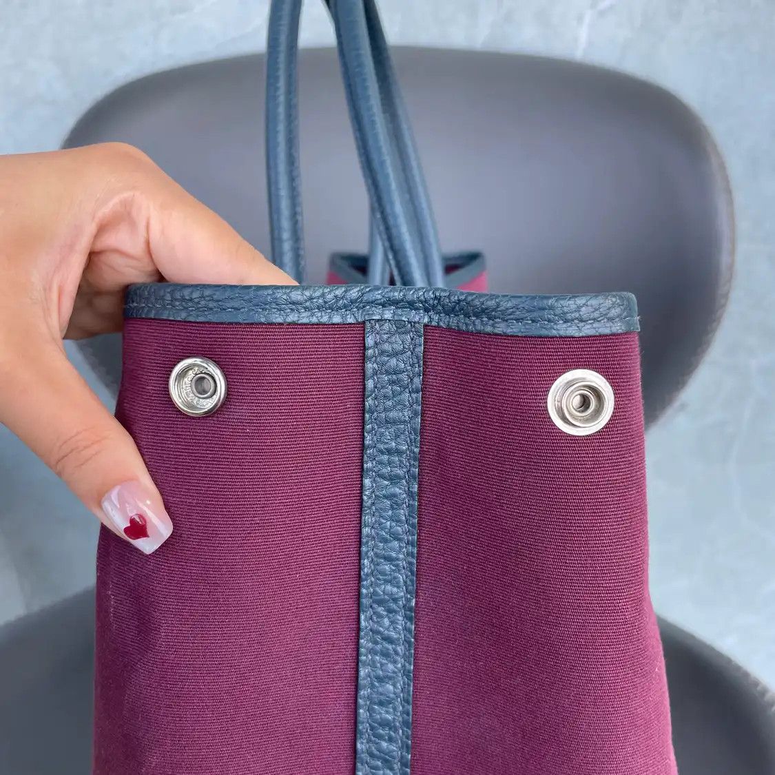 Hermes Hermes Garden Party 36 grape canvas Garden Party shoulder bag silver hardware Size ONE SIZE - 15 Thumbnail