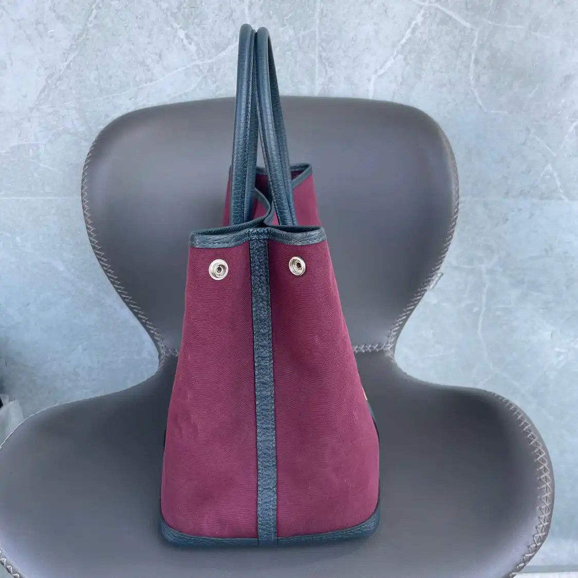 Hermes Hermes Garden Party 36 grape canvas Garden Party shoulder bag silver hardware Size ONE SIZE - 6 Thumbnail