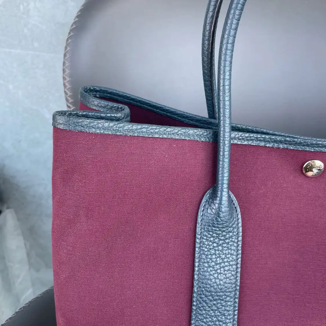 Hermes Hermes Garden Party 36 grape canvas Garden Party shoulder bag silver hardware Size ONE SIZE - 12 Thumbnail