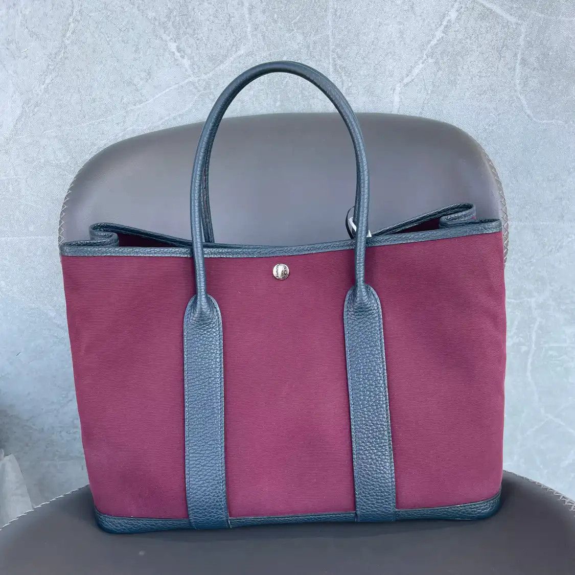 Hermes Hermes Garden Party 36 grape canvas Garden Party shoulder bag silver hardware Size ONE SIZE - 2 Thumbnail