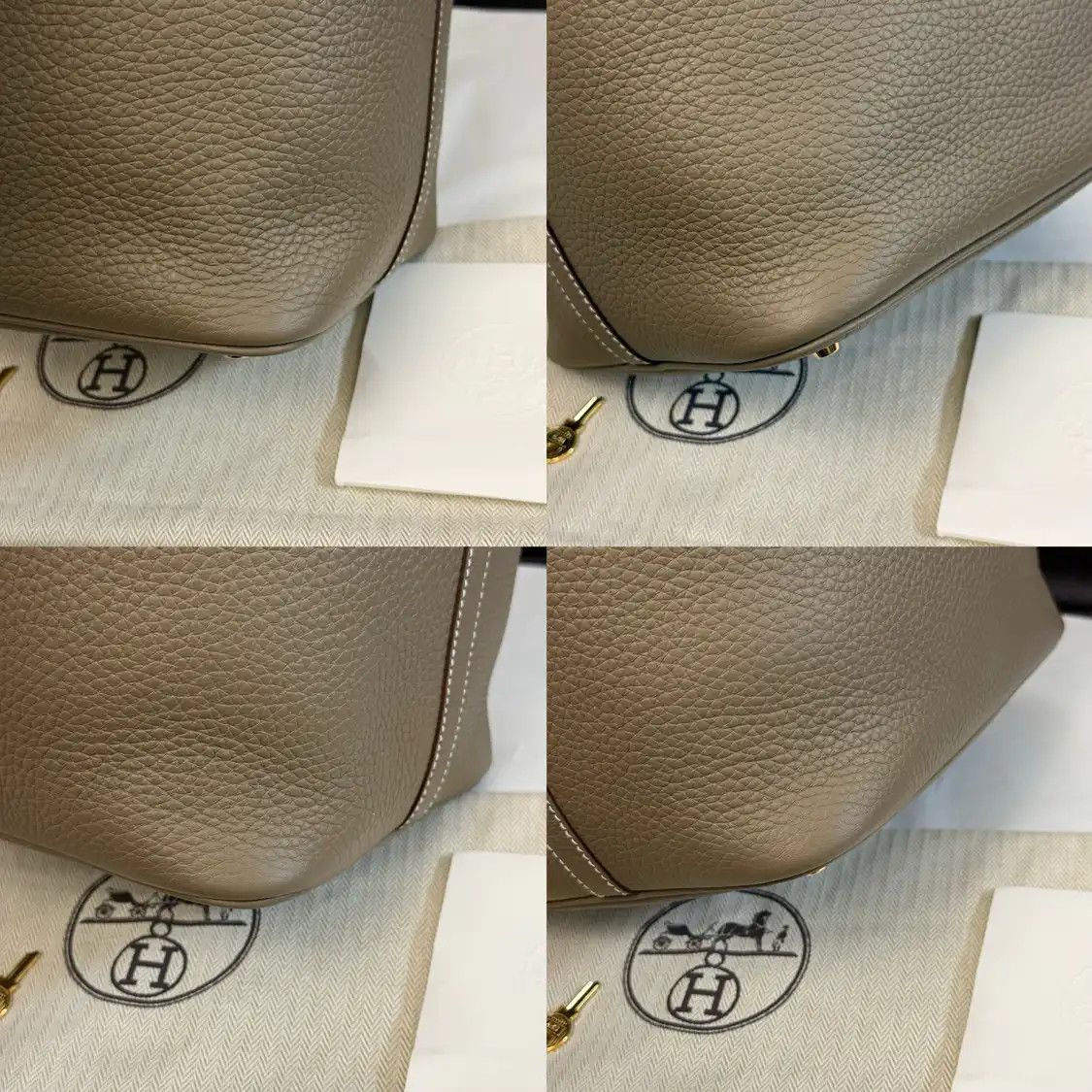 Hermes Hermes Picotin Lock 22 Etoupe Clemence cowhide leather picotin handbag gold hard Size ONE SIZE - 9 Thumbnail
