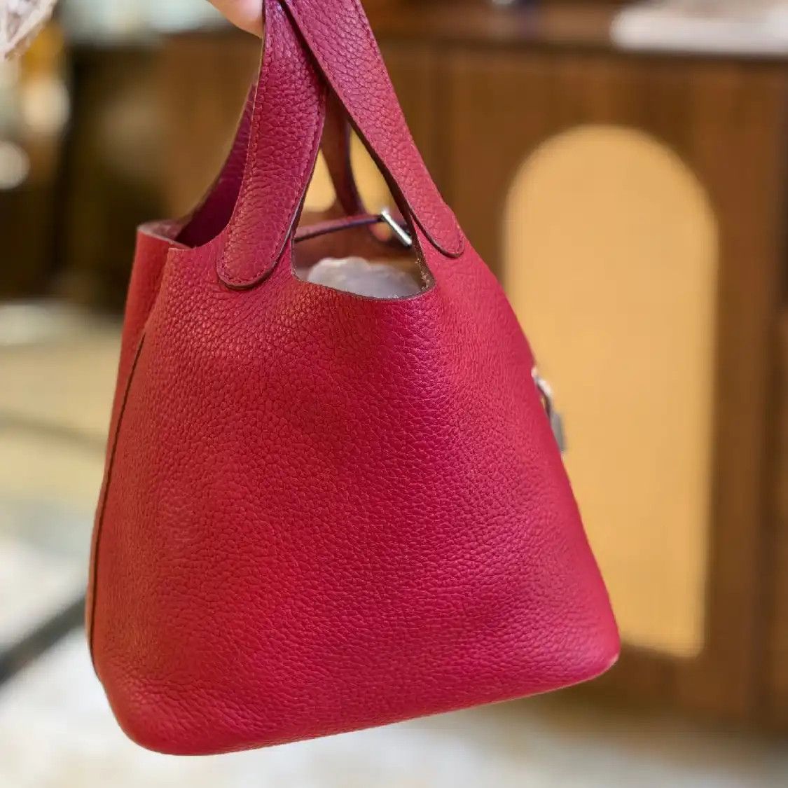 Hermes Hermes Picotin Lock 18 rose purple Clemence cowhide leather picotin handbag silv Size ONE SIZE - 2 Thumbnail