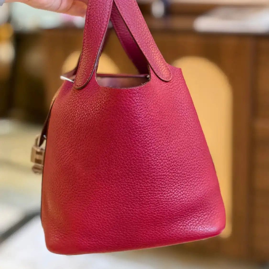 Hermes Hermes Picotin Lock 18 rose purple Clemence cowhide leather picotin handbag silv Size ONE SIZE - 3 Thumbnail
