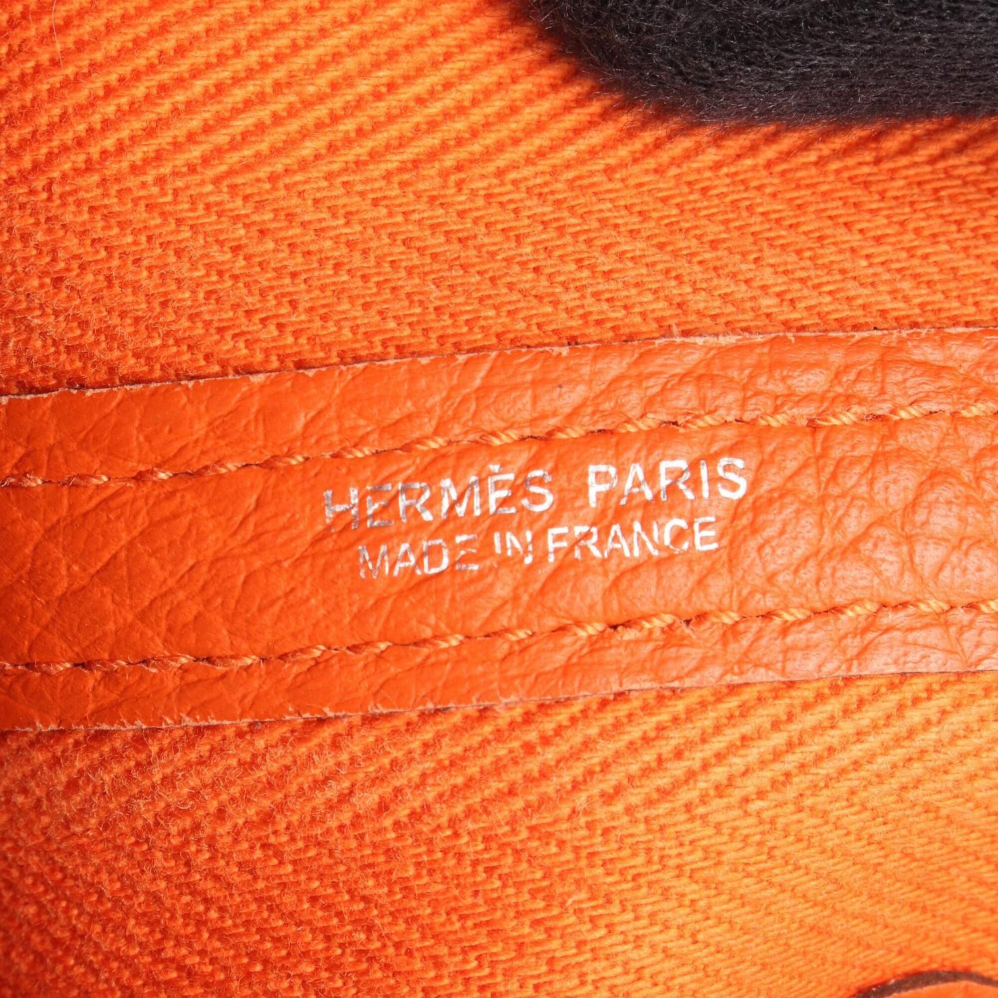 Hermes Hermes Garden Party TPM Tote Bag Handbag Leather Toile Chevron Women's Orange Size ONE SIZE - 4 Thumbnail