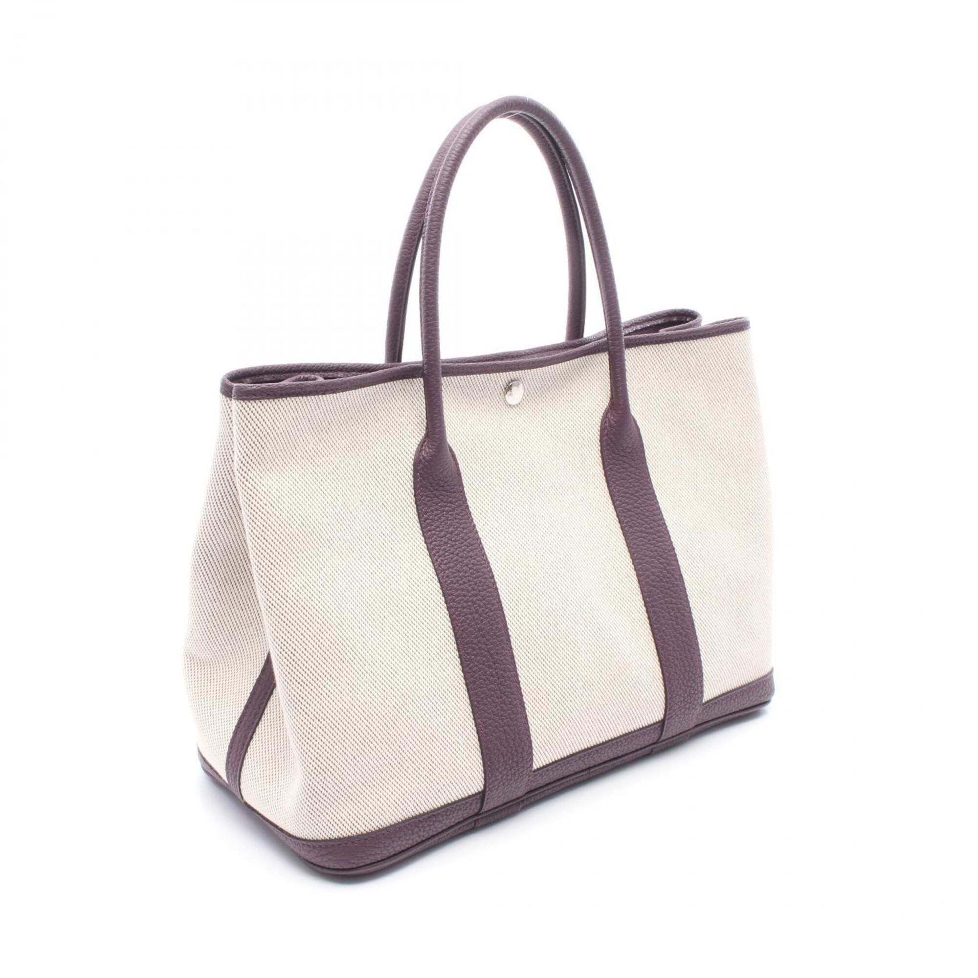 Hermes Hermes Garden Party PM Tote Bag/Handbag, Canvas and Leather, Twill Ash, Women's, Beige/Purple Size ONE SIZE - 2 Thumbnail