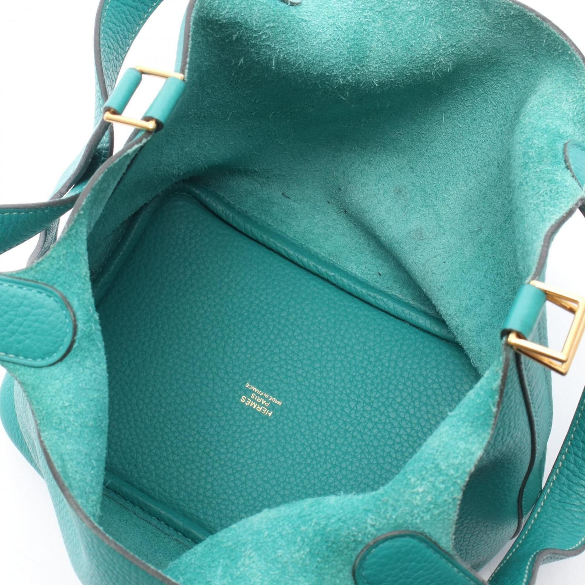 Hermes Hermes Picotin Lock PM Handbag, Leather, Taurillon Clemence Women's, Green Size ONE SIZE - 3 Thumbnail
