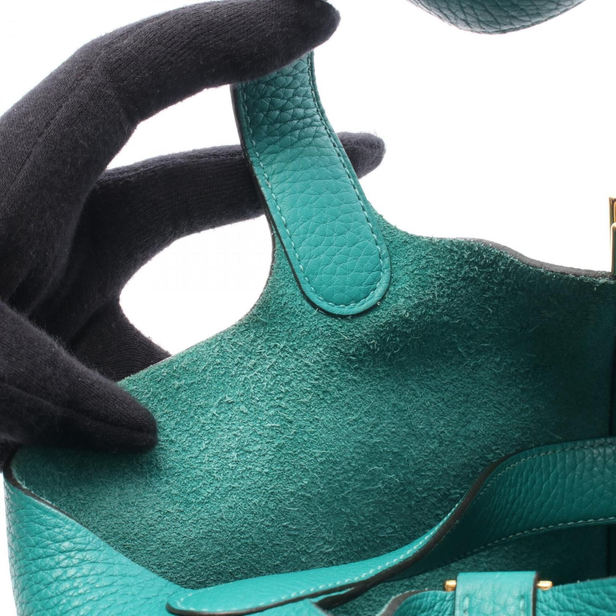 Hermes Hermes Picotin Lock PM Handbag, Leather, Taurillon Clemence Women's, Green Size ONE SIZE - 7 Thumbnail