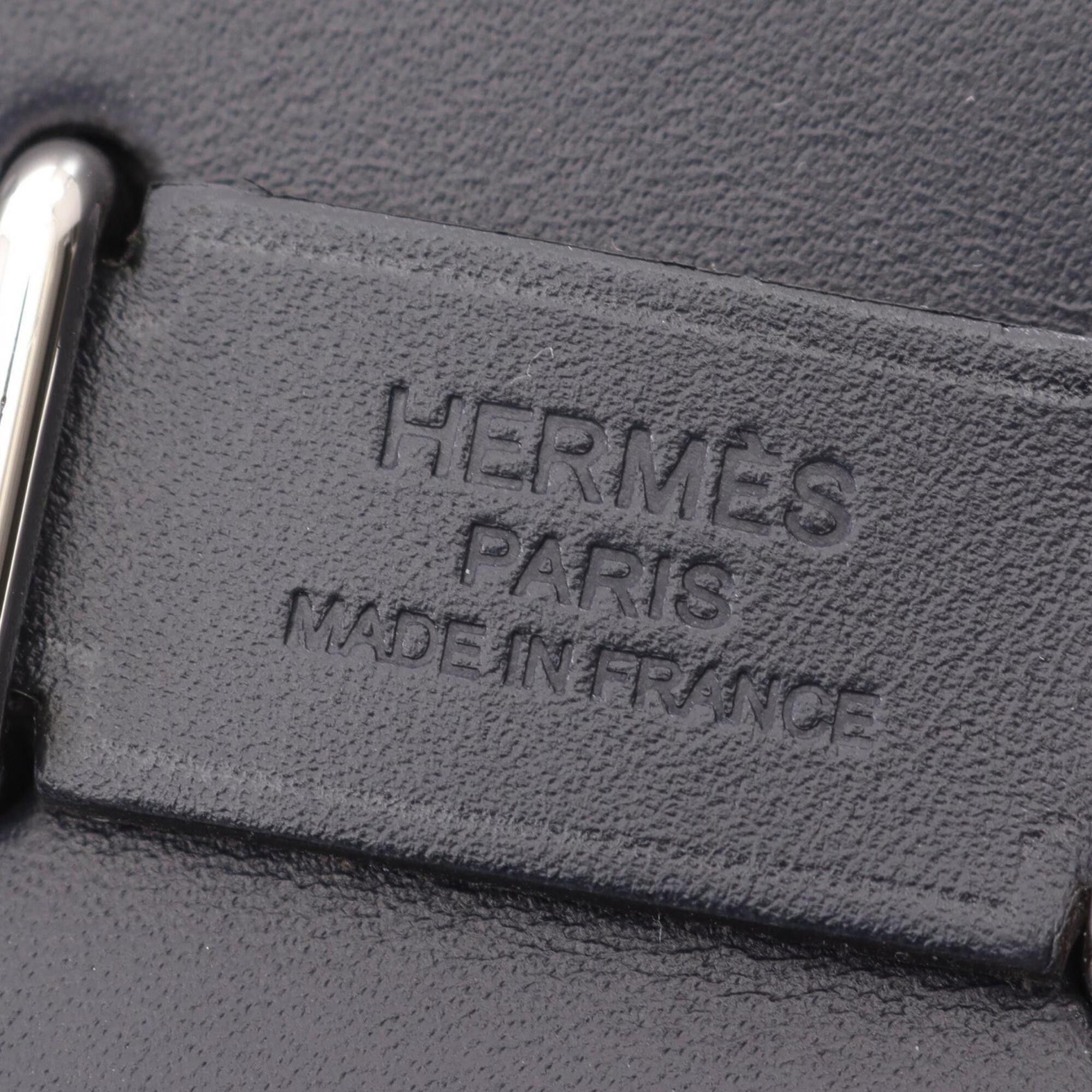 Hermes Hermes Herbag Zip Mini Shoulder Bag Handbag Canvas Leather Toile Military Vache Hunter Women's Black/Navy Size ONE SIZE - 4 Thumbnail