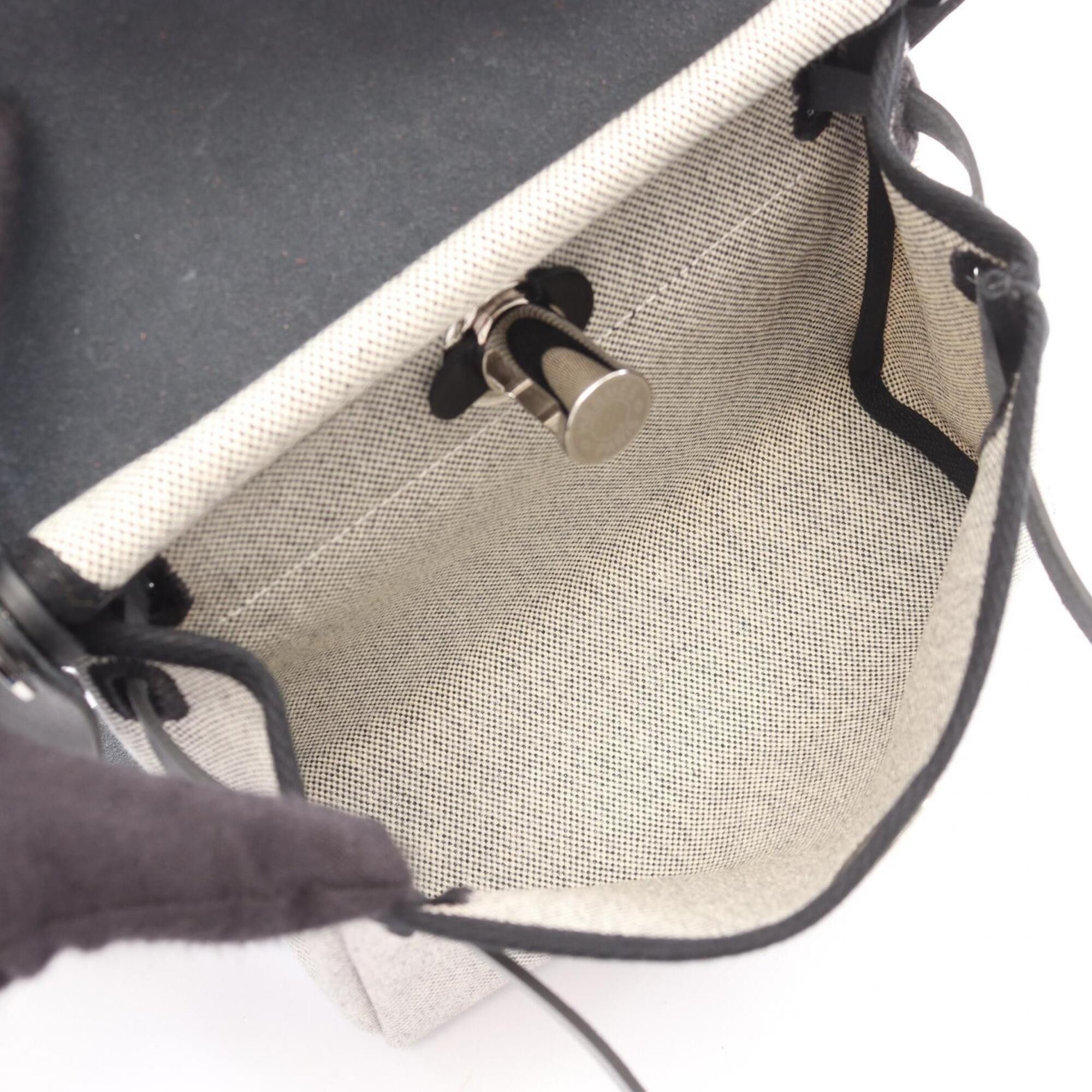 Hermes Hermes Herbag Zip Mini Shoulder Bag Handbag Canvas Leather Toile H Vache Hunter Women's Gray/Black Size ONE SIZE - 3 Thumbnail