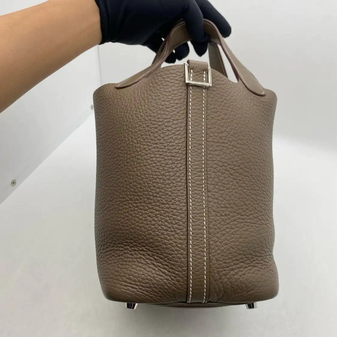 Hermes Hermes Picotin Lock 18 Etoupe Clemence cowhide leather picotin handbag silver ha Size ONE SIZE - 3 Thumbnail