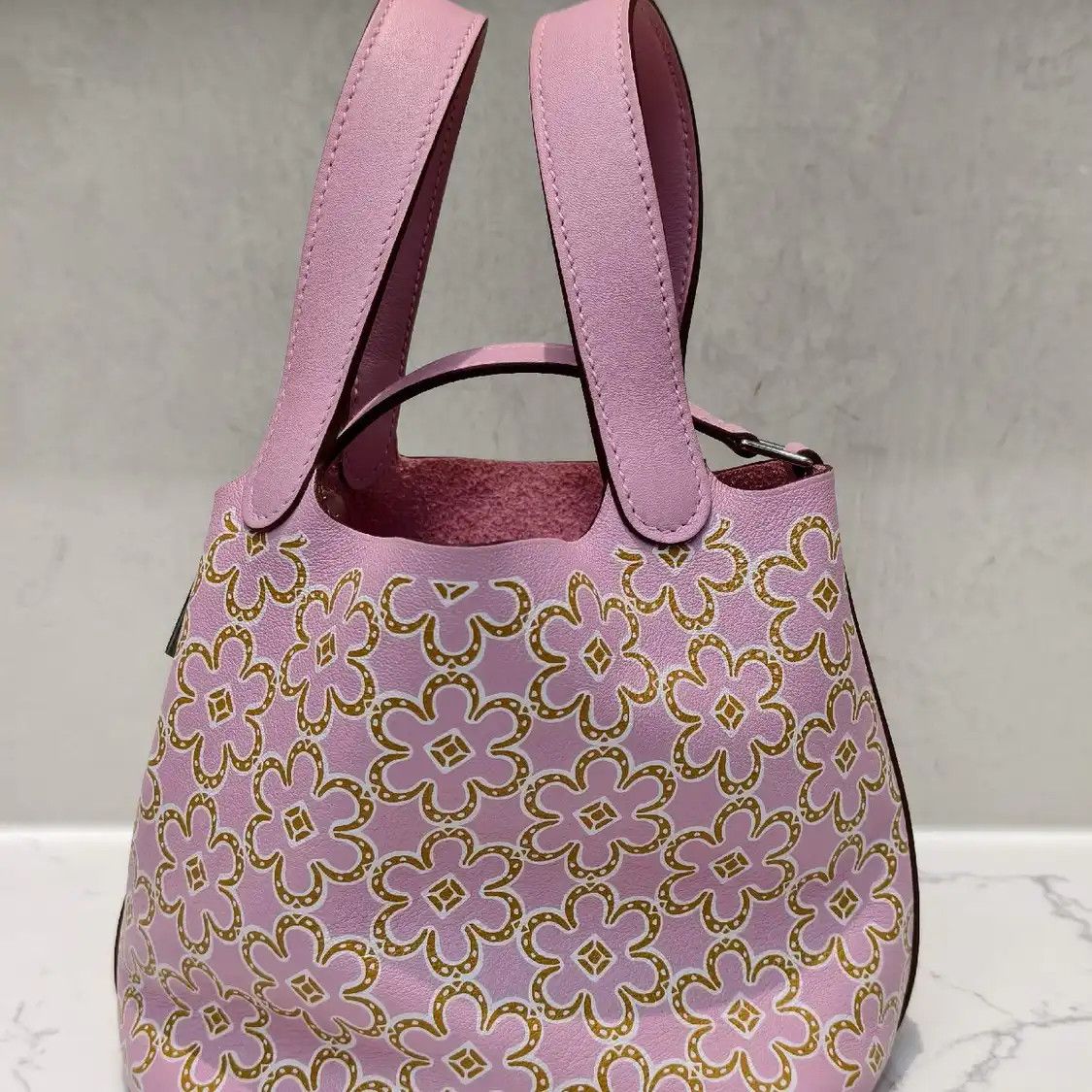 Hermes Hermes Picotin Lock 12 Mauve Sylvestre Swift cowhide leather picotin handbag sil Size ONE SIZE - 4 Thumbnail