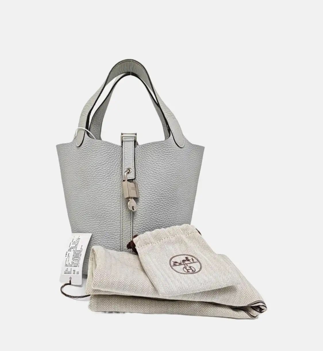 Hermes Hermes Picotin Lock 18 Bleu Brume Clemence cowhide leather picotin handbag silve Size ONE SIZE - 8 Thumbnail
