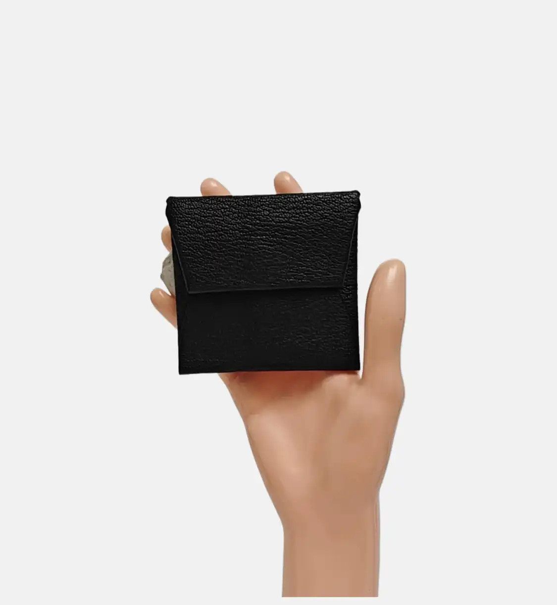 Hermes Hermes Bastia black Chèvre Mysore goatskin coin purse silver hardware D Size ONE SIZE - 2 Thumbnail