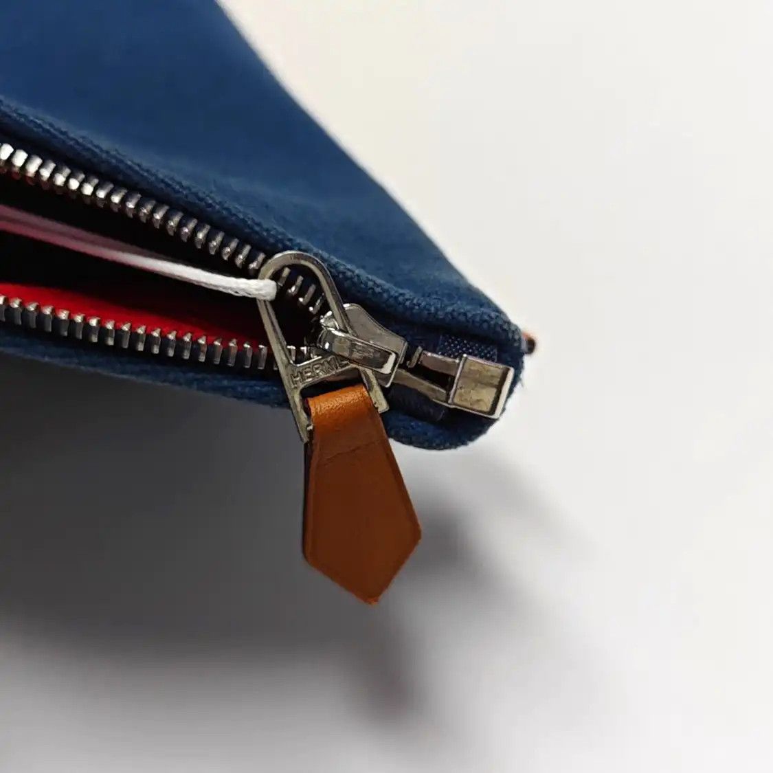 Hermes Hermes Saxo mini Bleu Saphir canvas clutch silver hardware Size ONE SIZE - 12 Thumbnail