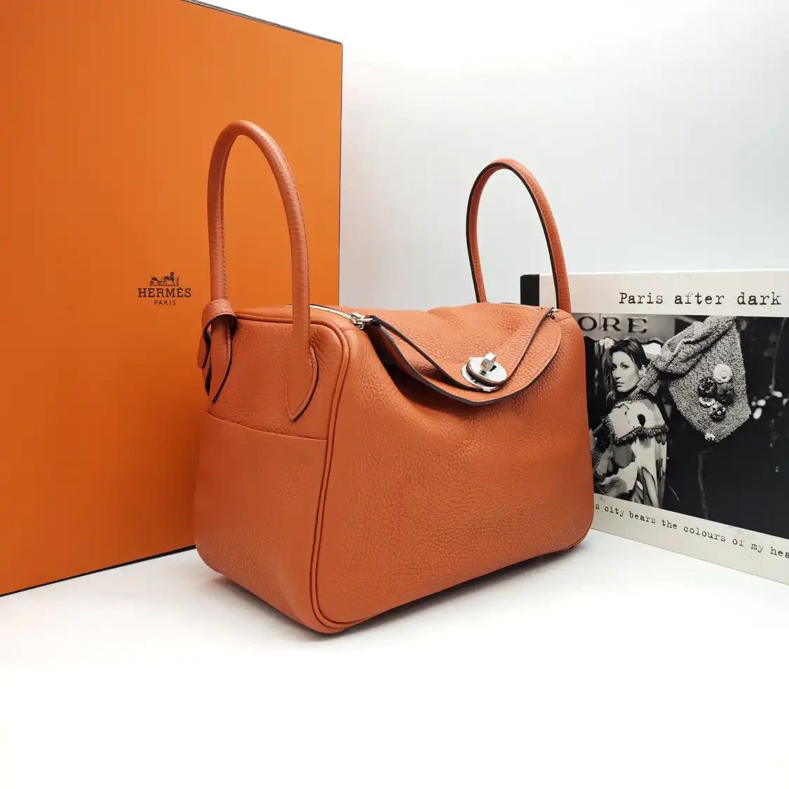Hermes Hermes Lindy 26 orange Clemence cowhide leather Lindy bag shoulder bag silver ha Size ONE SIZE - 3 Thumbnail