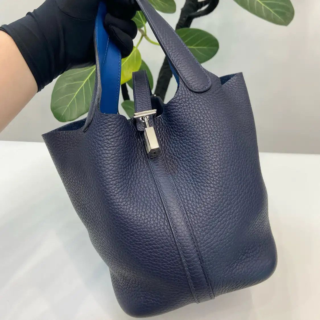 Hermes Hermes Picotin Lock 18 Prussian Blue Clemence cowhide leather picotin handbag go Size ONE SIZE - 3 Thumbnail
