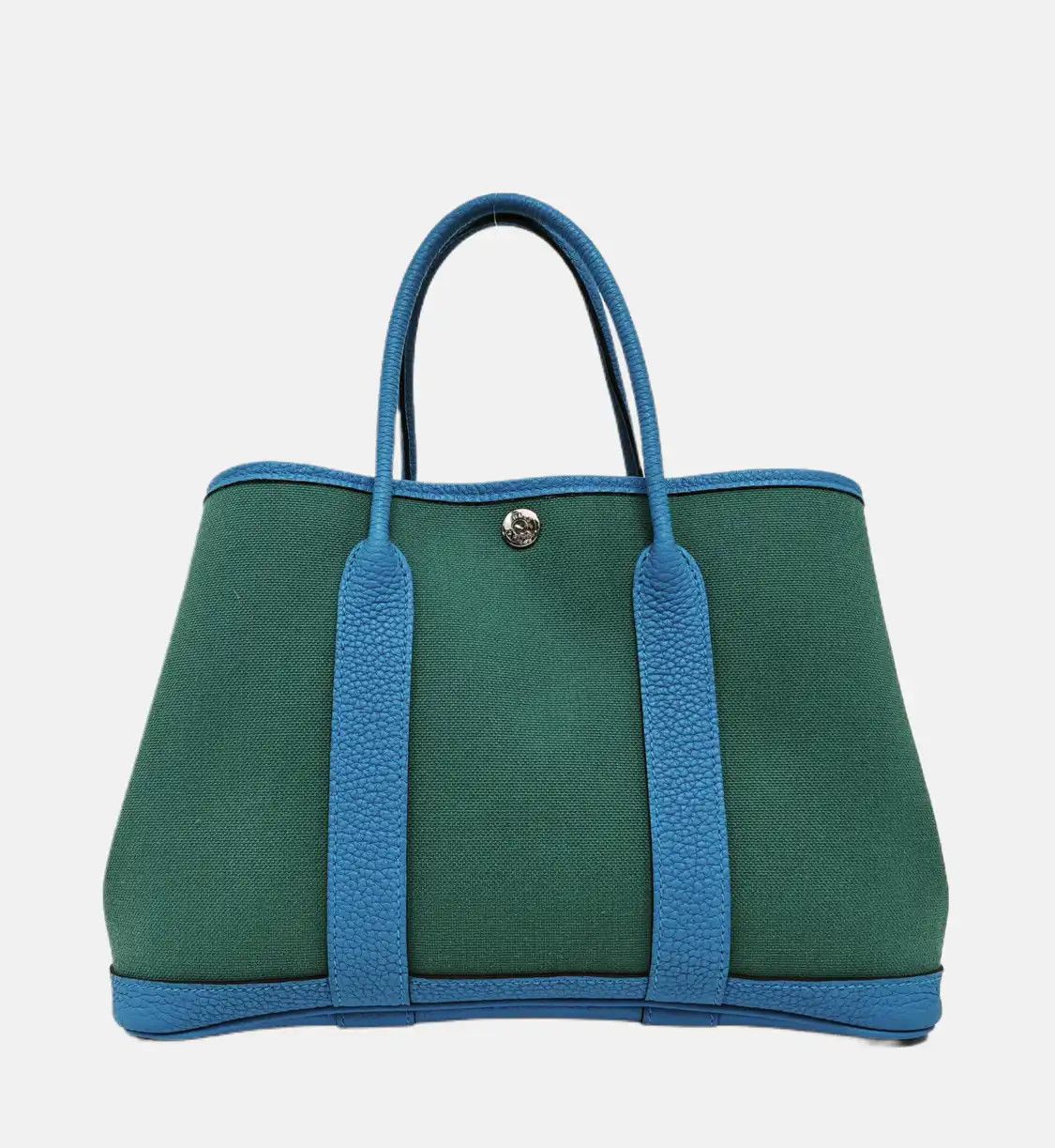 Hermes Hermes Garden Party 30 Vert Peacock canvas Garden Party handbag silver hardware Size ONE SIZE - 5 Thumbnail