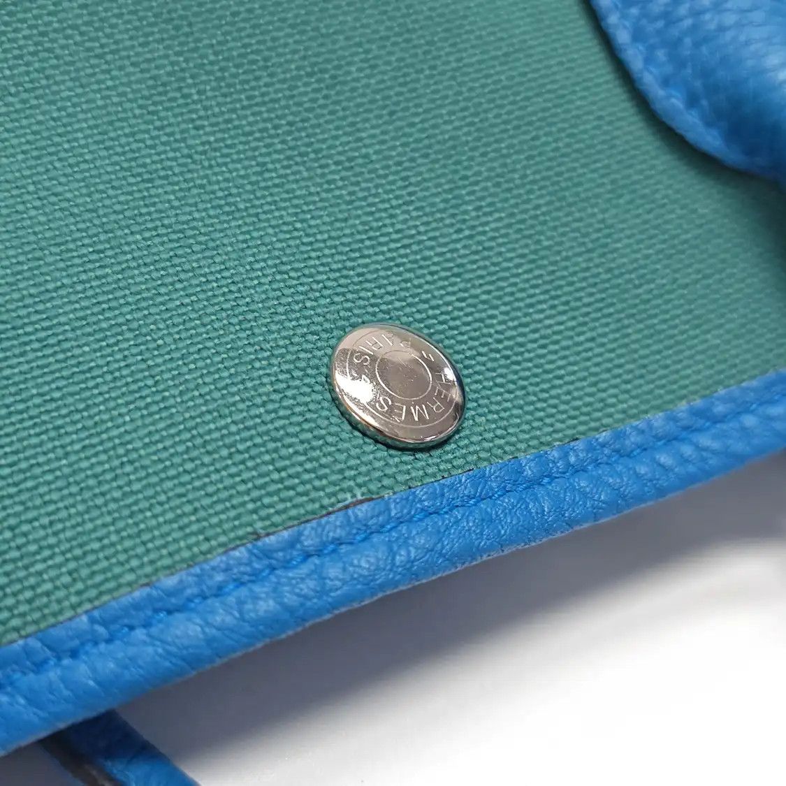 Hermes Hermes Garden Party 30 Vert Peacock canvas Garden Party handbag silver hardware Size ONE SIZE - 9 Thumbnail