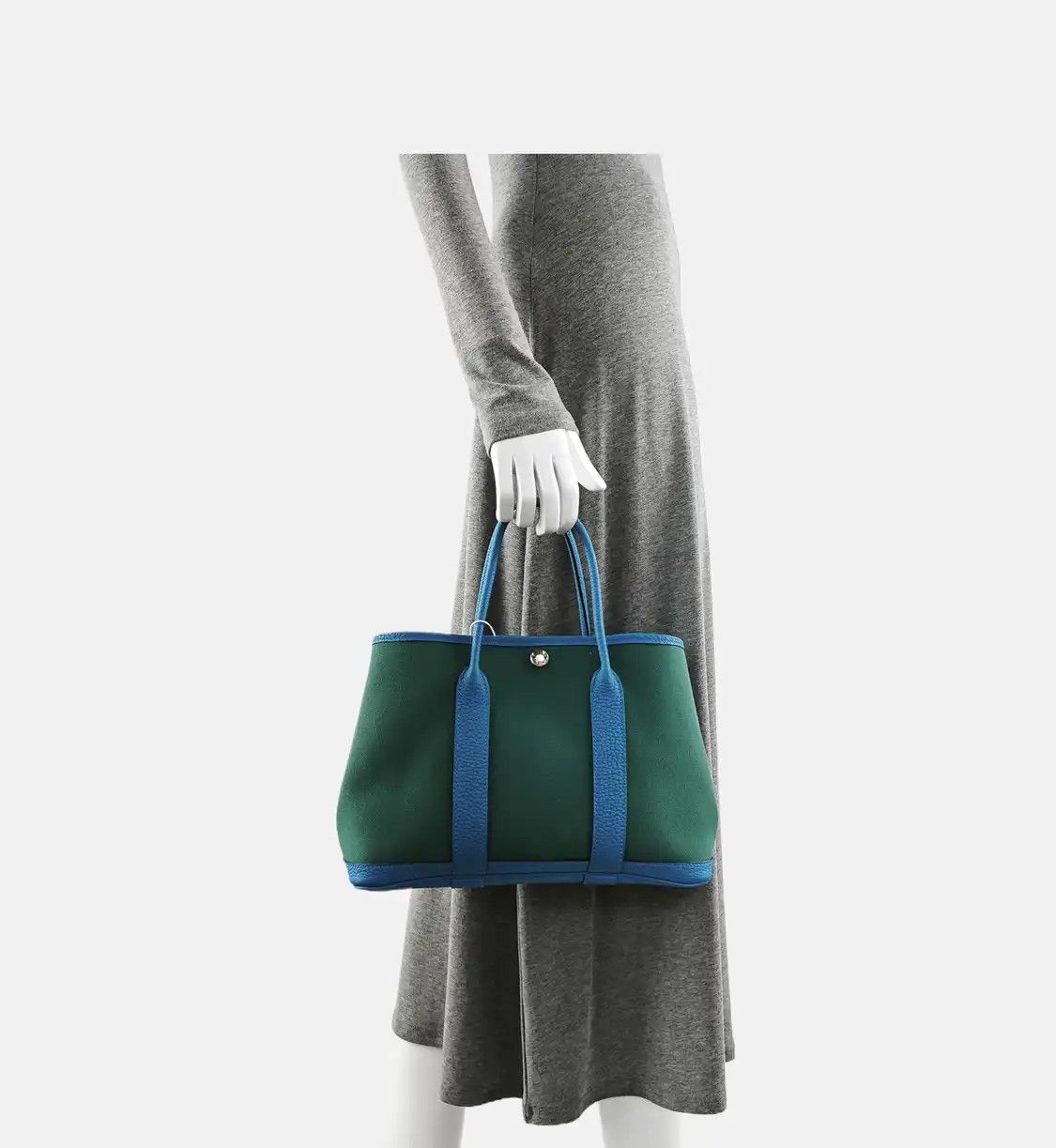 Hermes Hermes Garden Party 30 Vert Peacock canvas Garden Party handbag silver hardware Size ONE SIZE - 2 Thumbnail