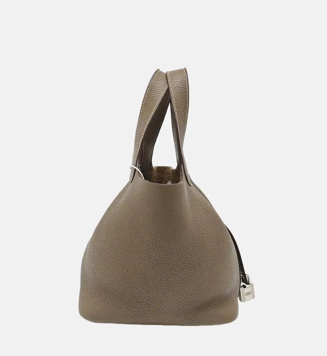 Hermes Hermes Picotin Lock 18 Etoupe Clemence cowhide leather picotin handbag silver ha Size ONE SIZE - 4 Thumbnail