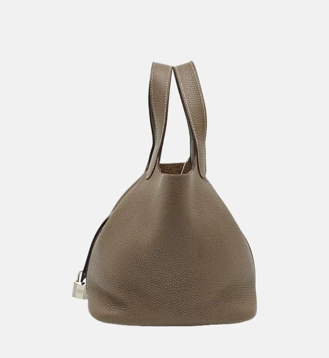 Hermes Hermes Picotin Lock 18 Etoupe Clemence cowhide leather picotin handbag silver ha Size ONE SIZE - 3 Thumbnail